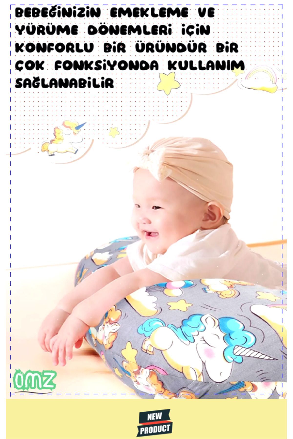 OMZ Bebek Emzirme Hamilelik Süreçleriniz İçin Konforlu Deneyim %100 Pamuklu Yastık Emzirme Minderi Gri fotoğrafı 5 (önizleme)