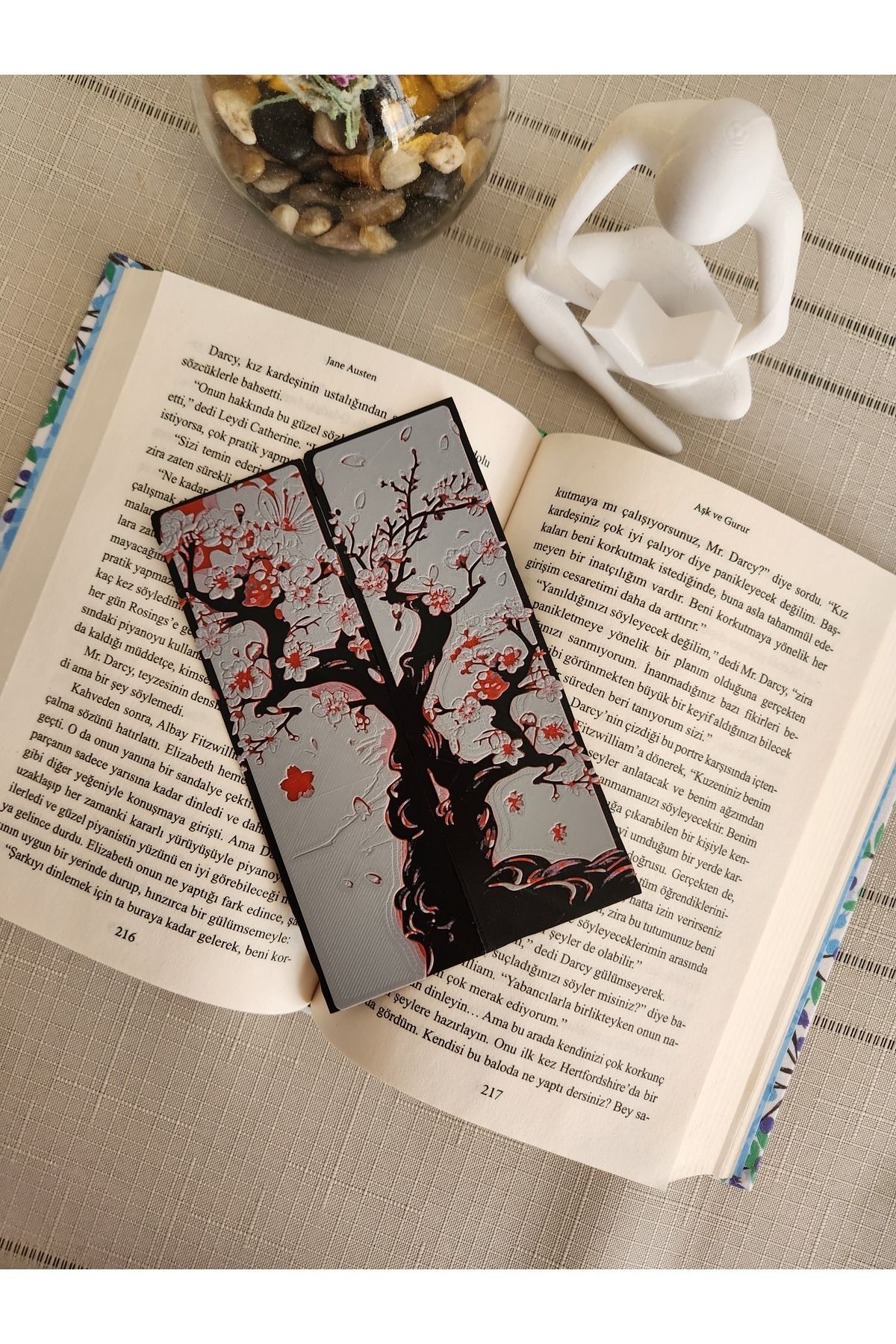 ALTINDAL Home-3d Sakura Tree and Cherry Blossom Embossed Bookmark Set - 2 Pieces 2