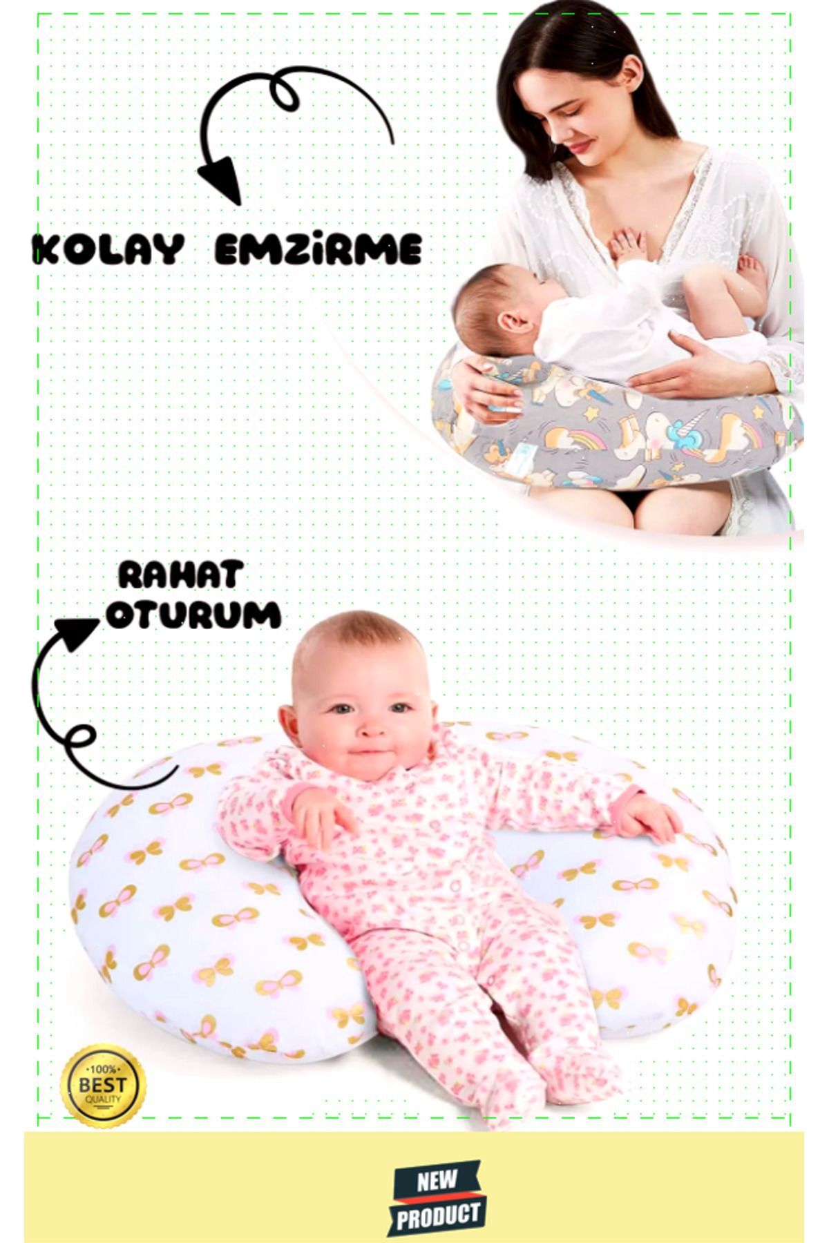 OMZ Bebek Emzirme Hamilelik Süreçleriniz İçin Konforlu Deneyim %100 Pamuklu Yastık Emzirme Minderi Gri fotoğrafı 2 (önizleme)