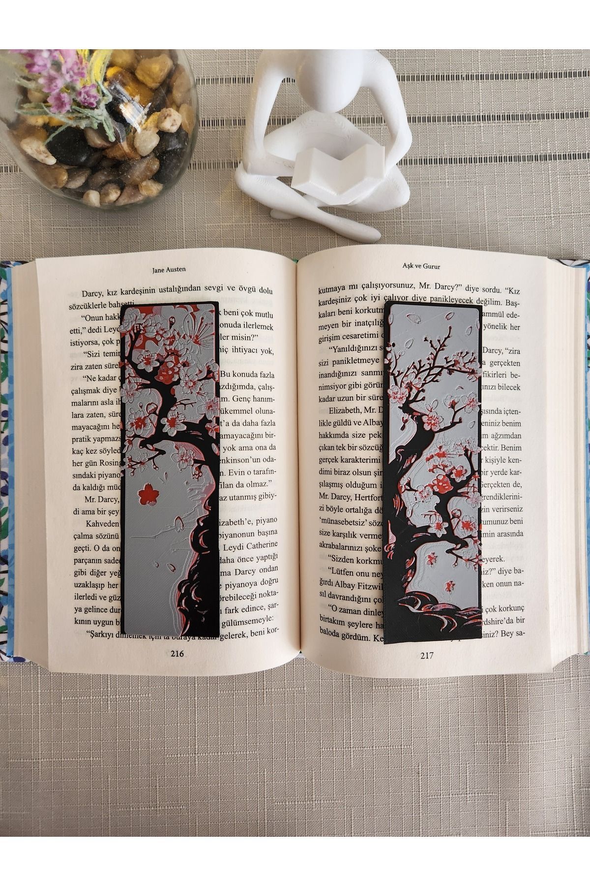 ALTINDAL Home-3d Sakura Tree and Cherry Blossom Embossed Bookmark Set - 2 Pieces 4