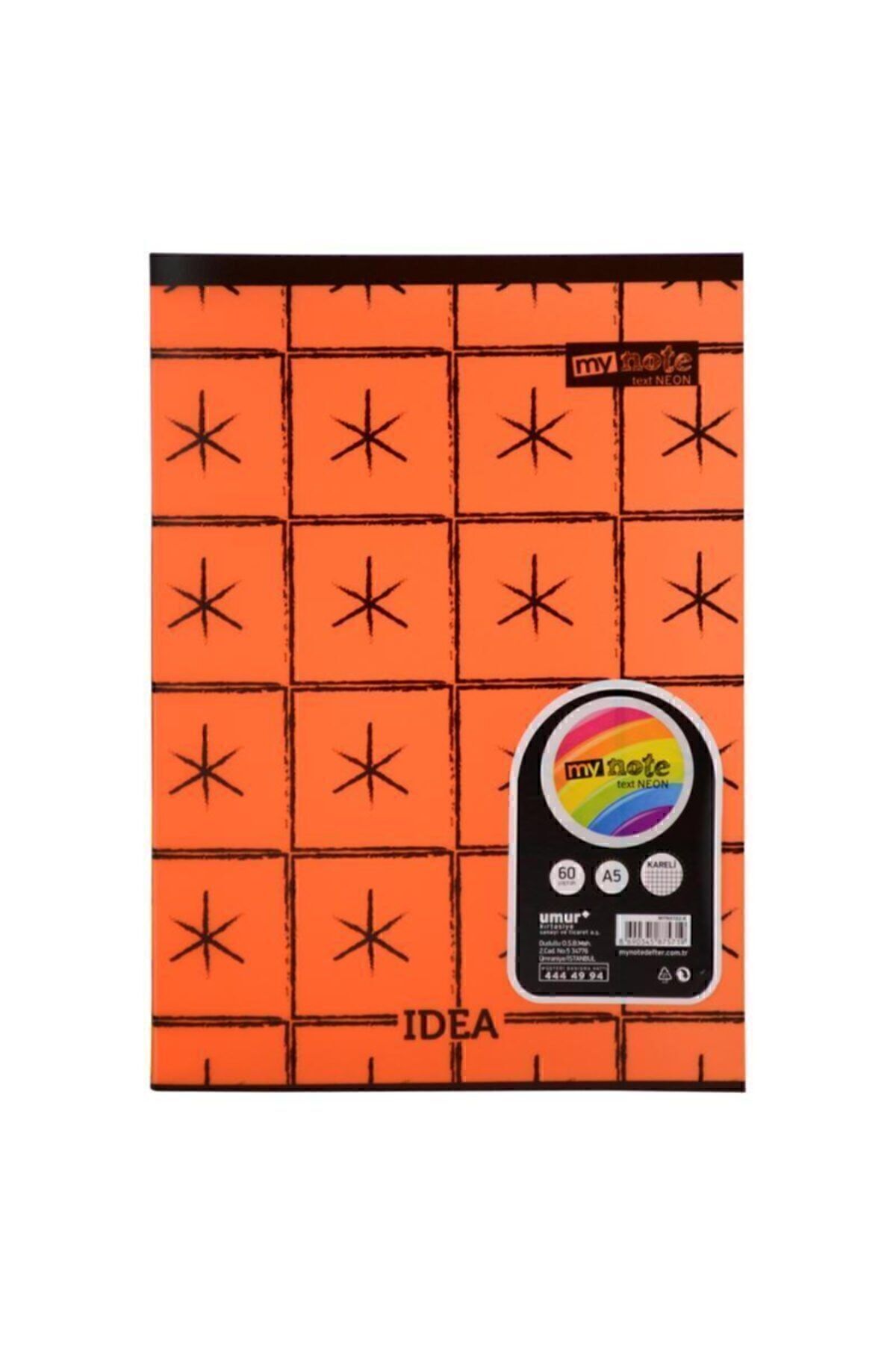 Mynote-Text Neon Notebook Checkered A5 60 Sheets 1