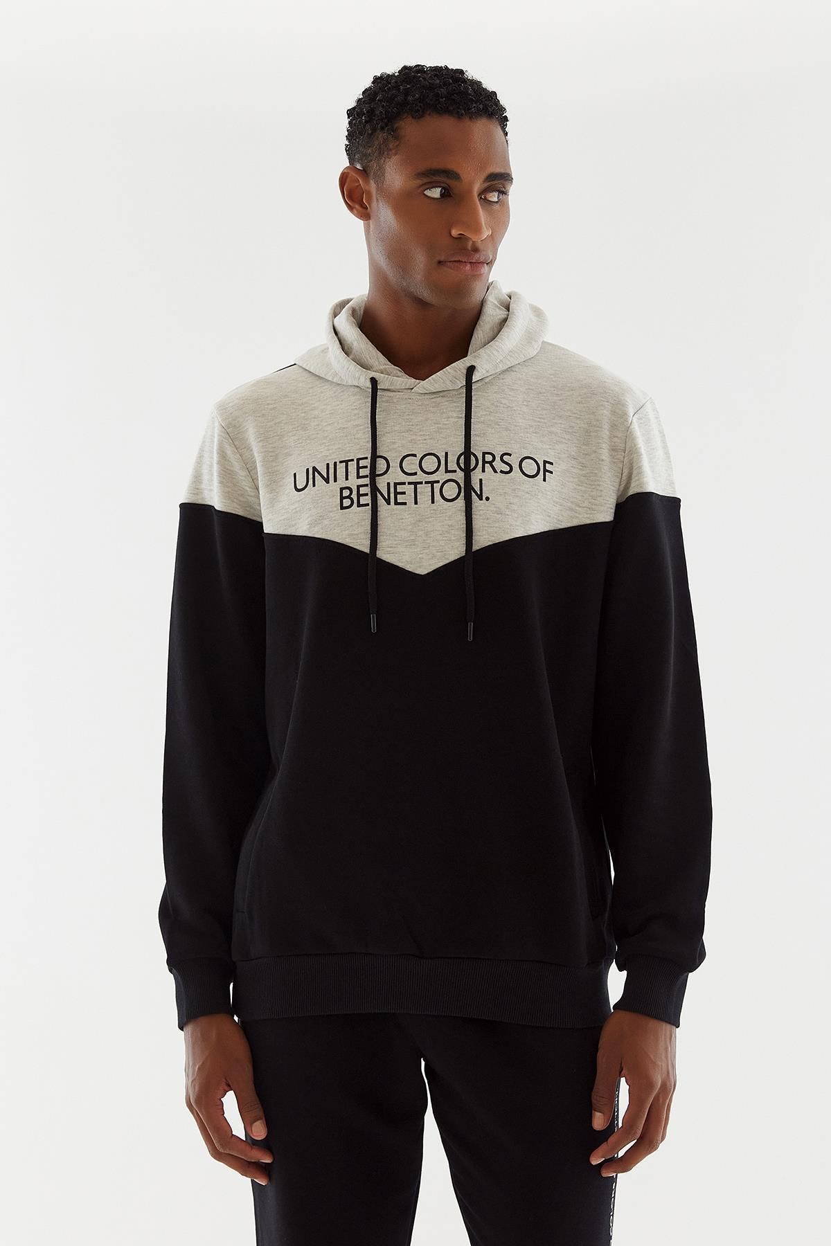 United Colors of Benetton Kapu onlu Erkek Sweatshirt Bnt m20653 Erkek Giyim