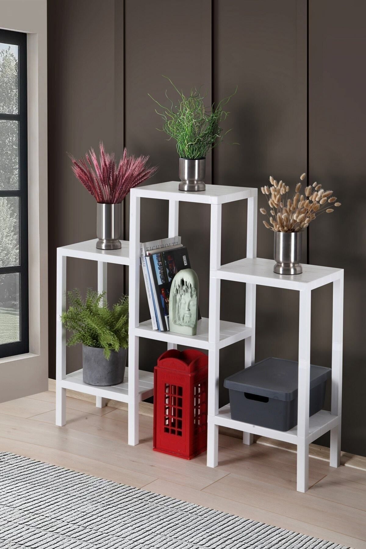 Ombeg 6 Tier Modular Shelf Bathroom Organizer Kitchen Balcony Living Room Garden Organizer White Practical Assembly