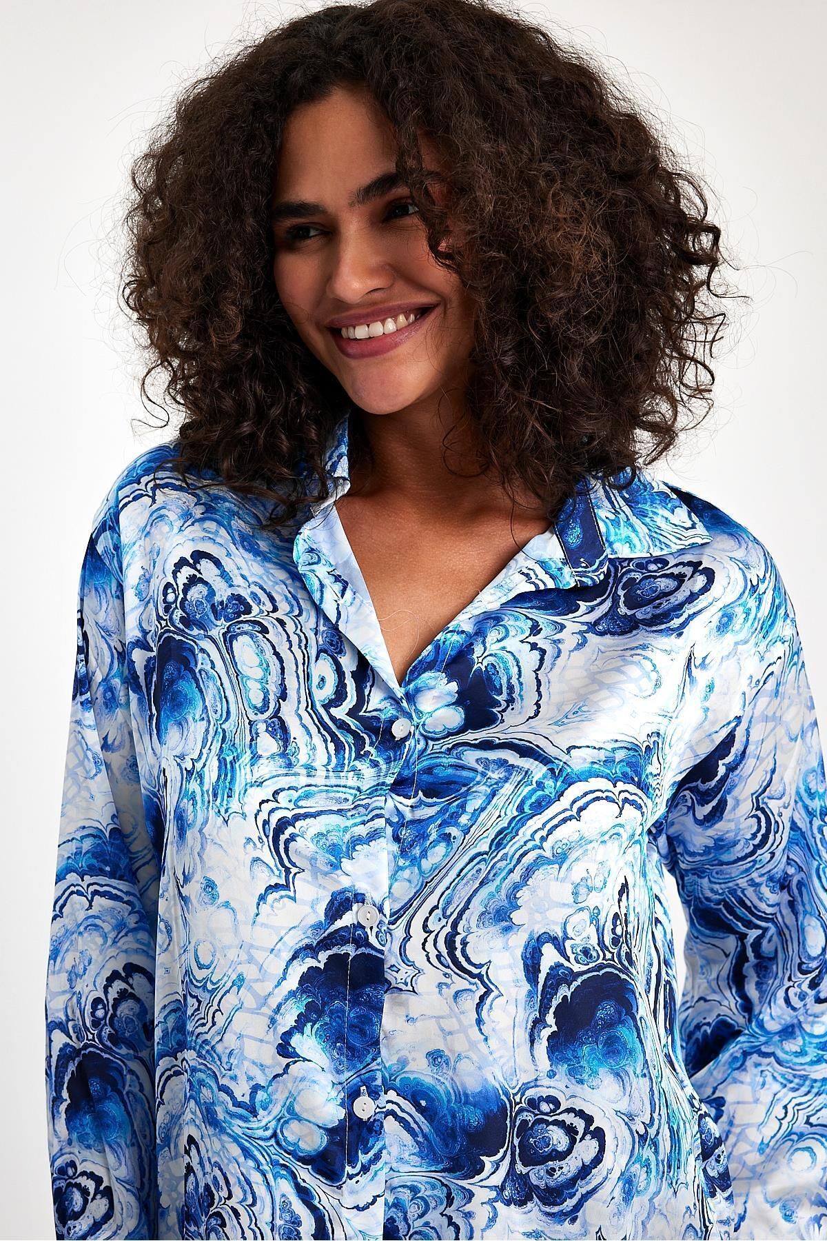 OOPS-Satin Shirt - Ocean Pattern 5