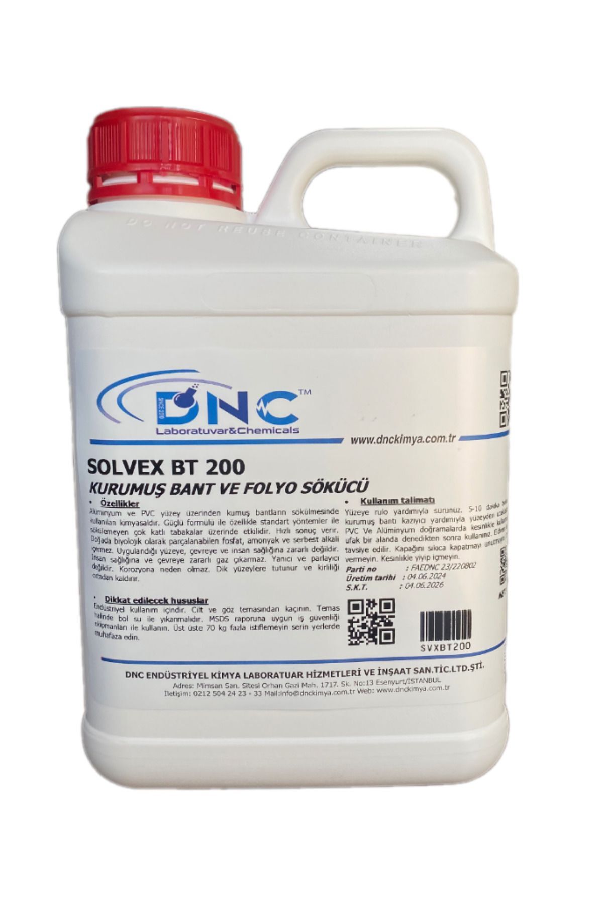 DNC Kurumuş Bant Etiket ve Folyo Sökücü Solvex BT 200-6kg