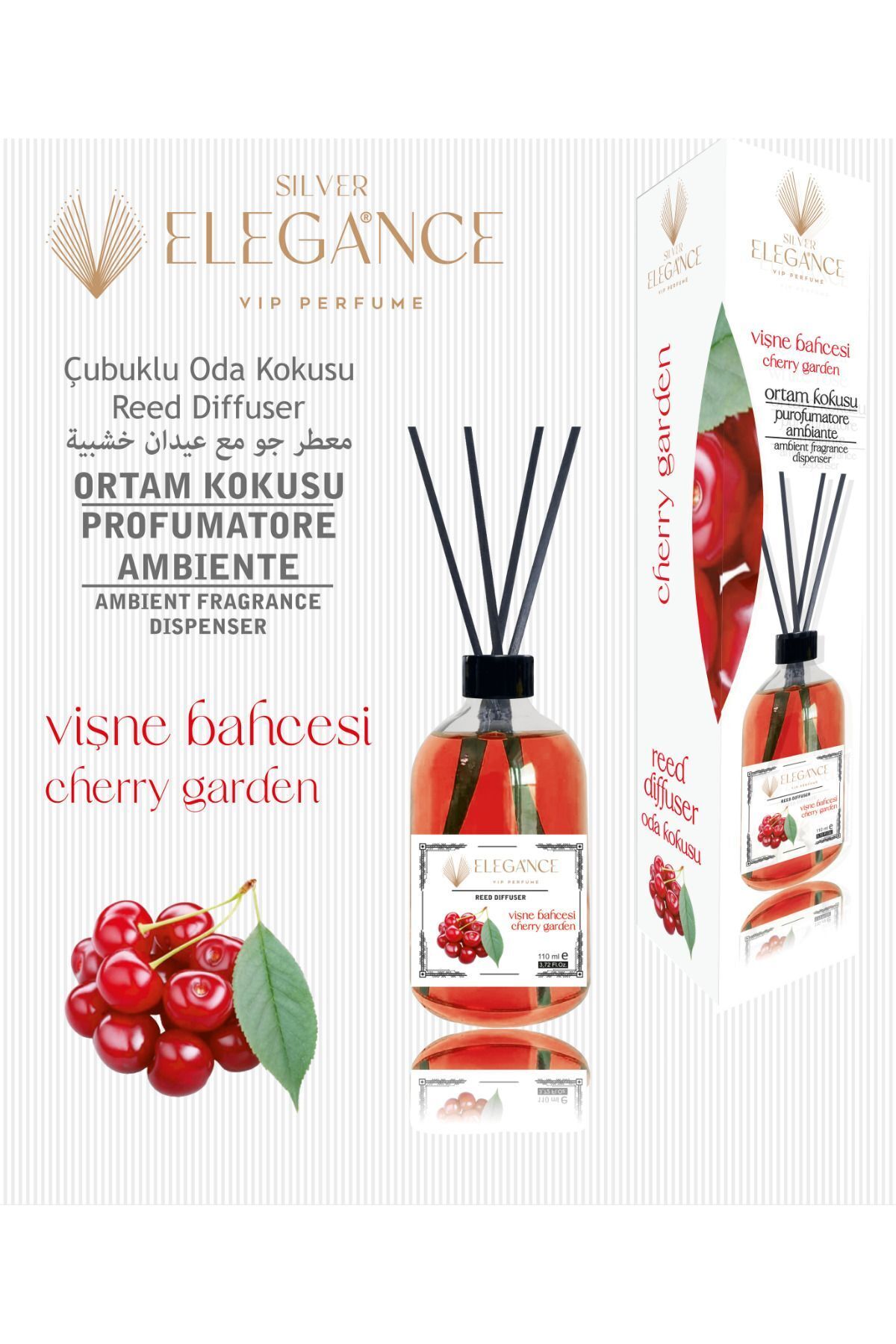 Vişne Bahçesi Reed Diffuser Bambu Çubuklu Oda Kokusu (110 Ml)