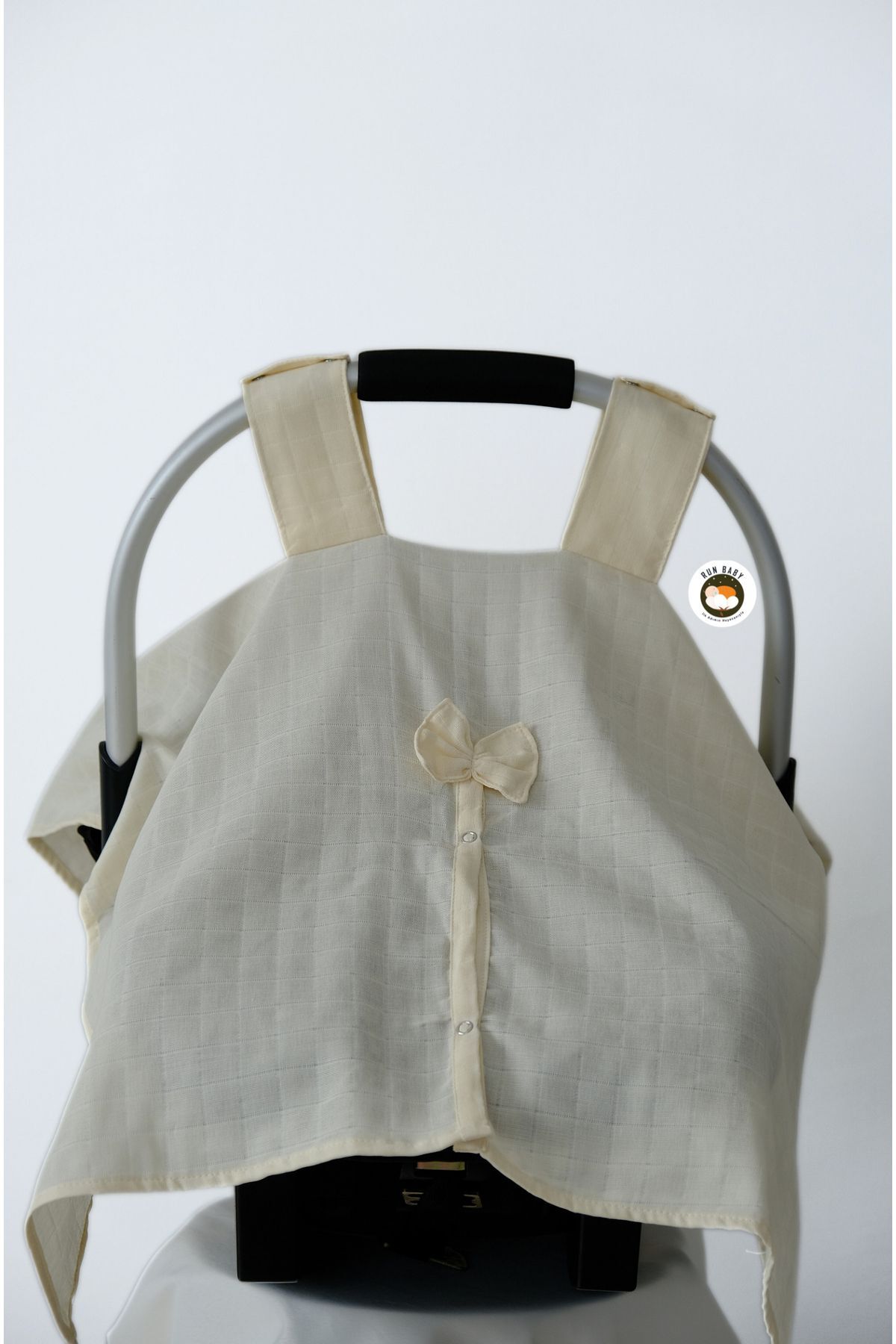 runbaby Run Baby Müslin Kumaş çıt Çıtlı Puset Örtüsü (EKRU) 75x100cm fotoğrafı 2 (önizleme)