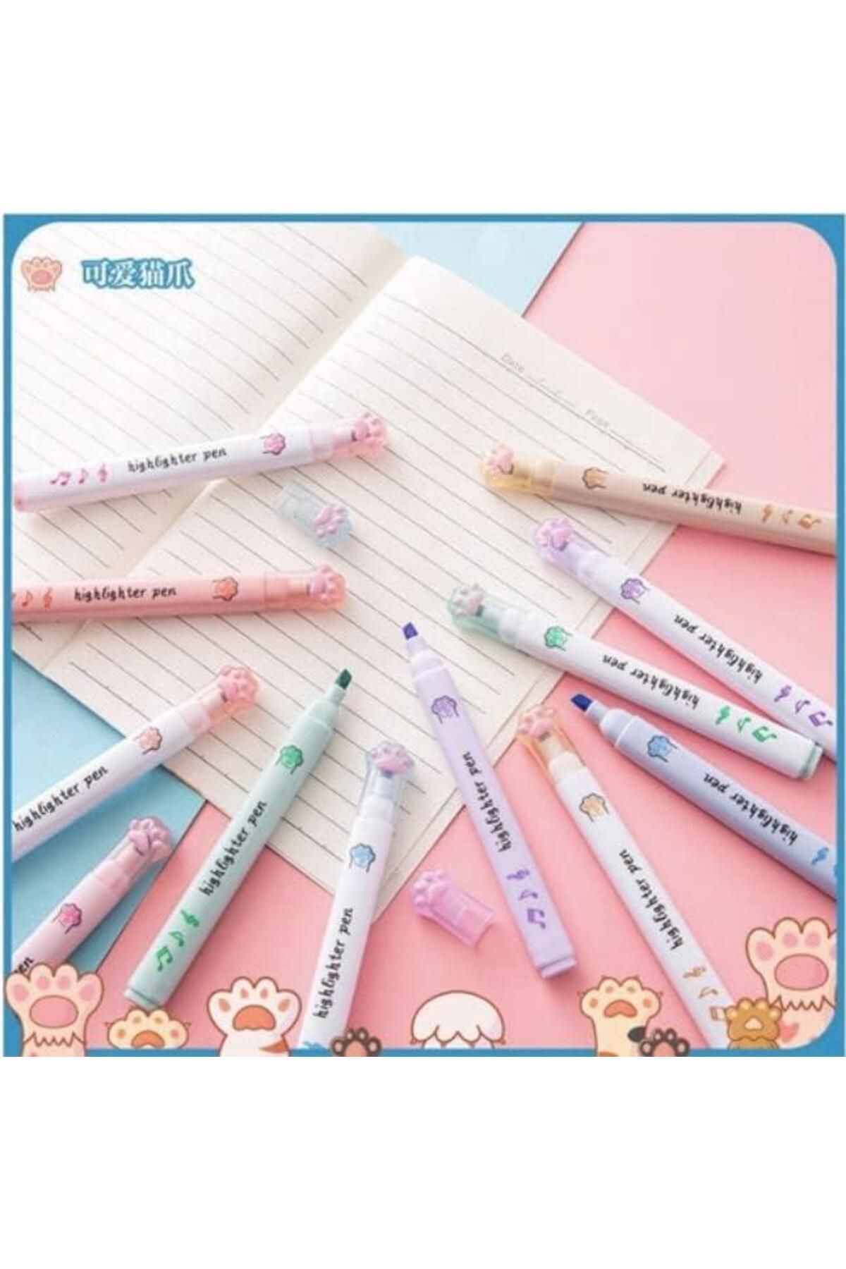 Need-Cat Paw Patterned Highlighter Set of 6 5