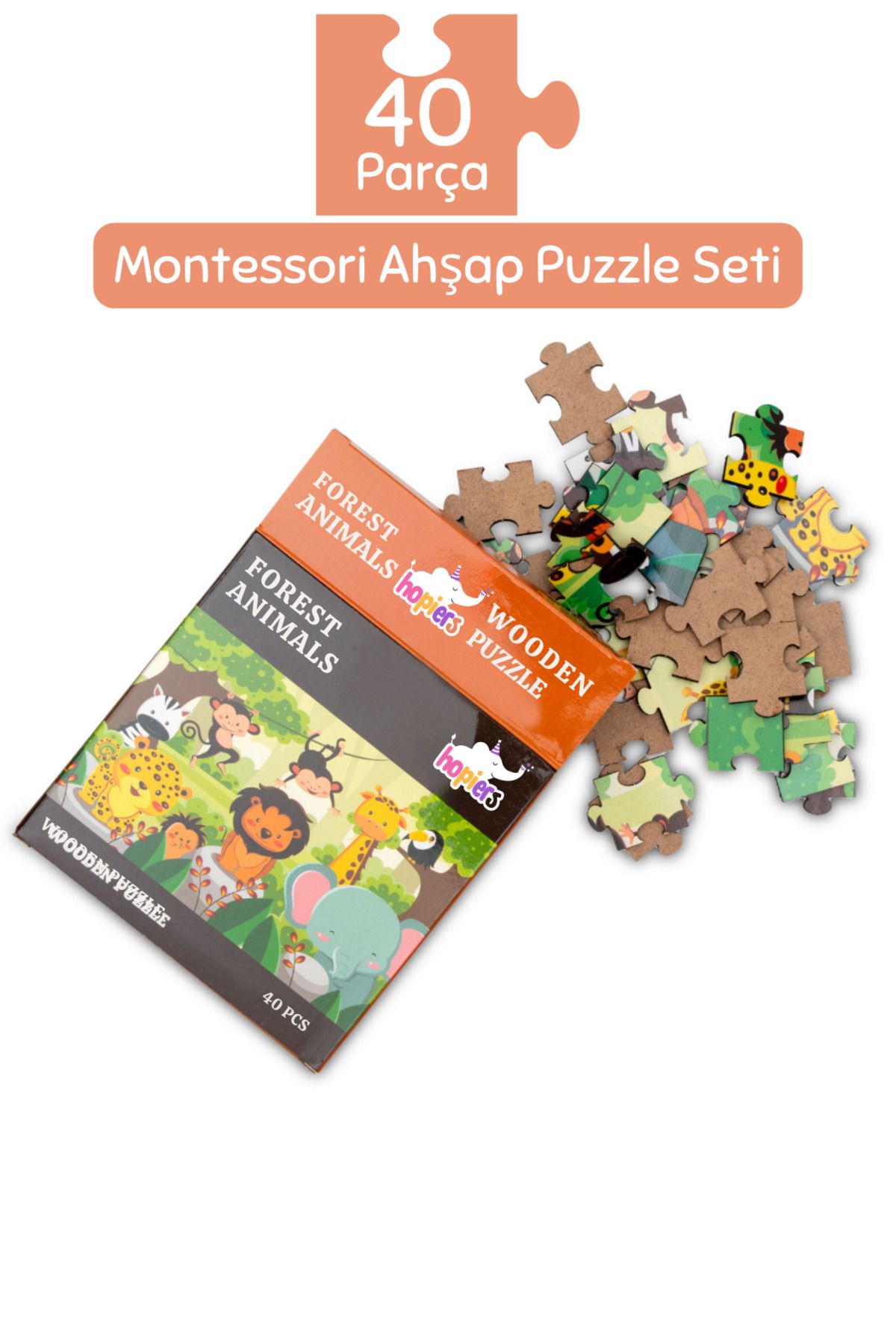 Montessori Forest Animals Ahşap 40 Parça Puzzle/ 1+ Yaş/ Eğitici, öğretici ve Güvenli Çocuk Oyuncağı