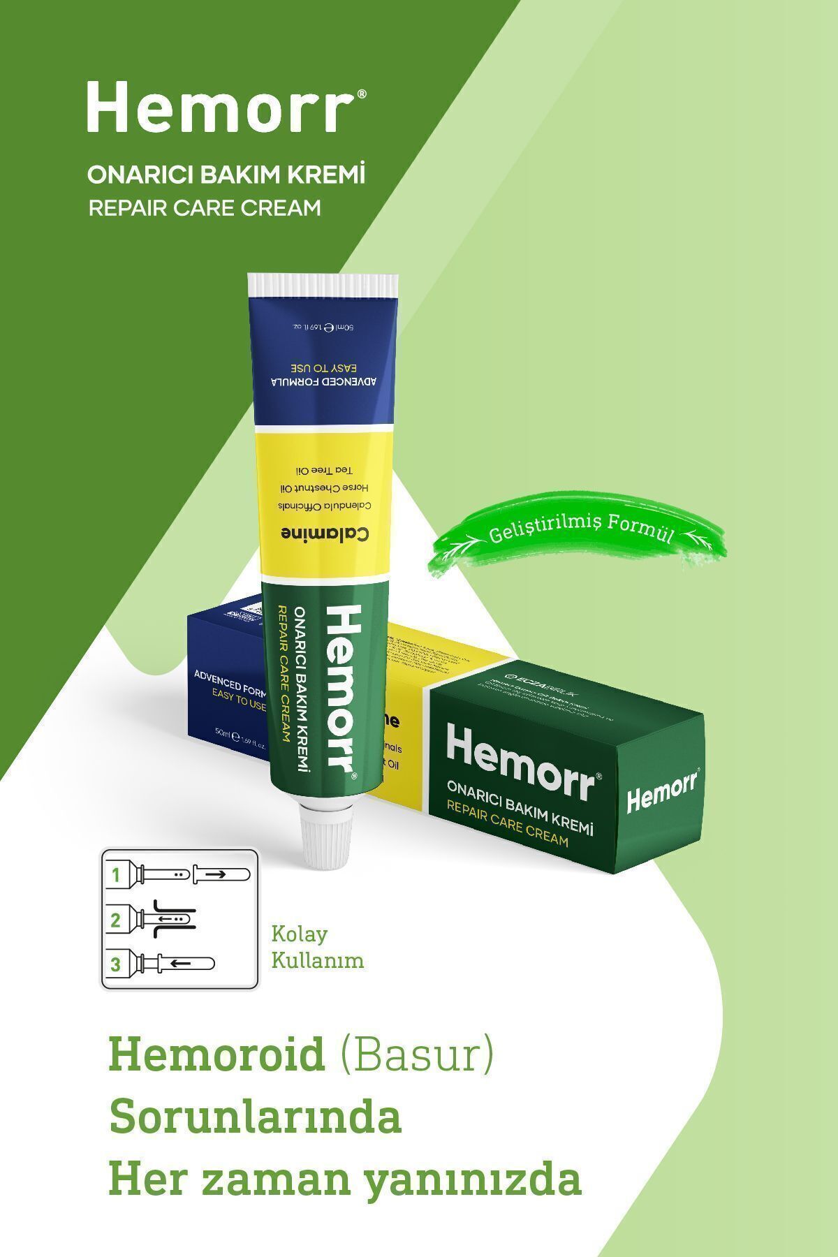 HEMORR-Horse Chestnut Zinc Oxide Tea Tree Oil Moisturizing H.Emoroid Crack Swelling Pain Repair Cream 50ml 2