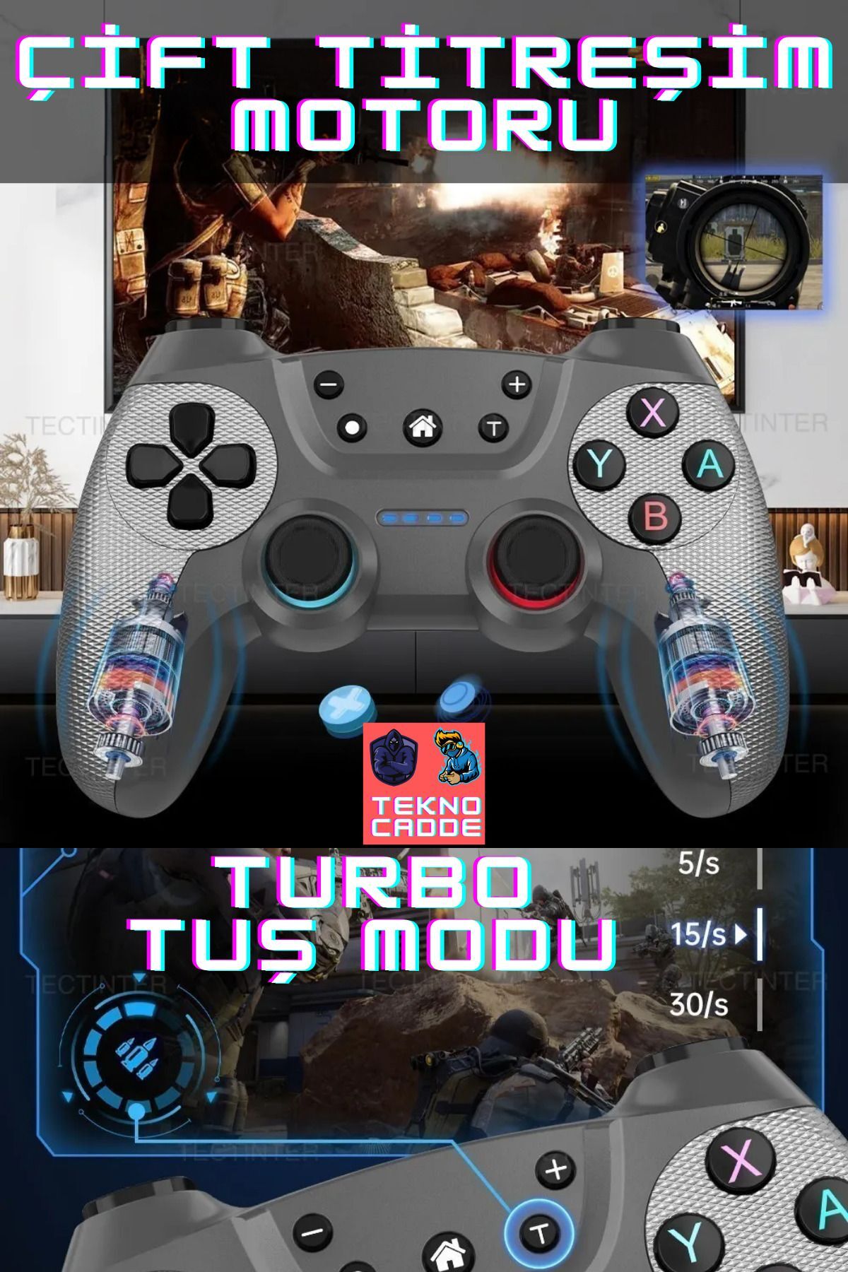 2.4G Kablosuz PC-LAPTOP-Android TV-TVBOX-TABLET TELEFON Uyumlu 2 Adet Joystick Kol 5