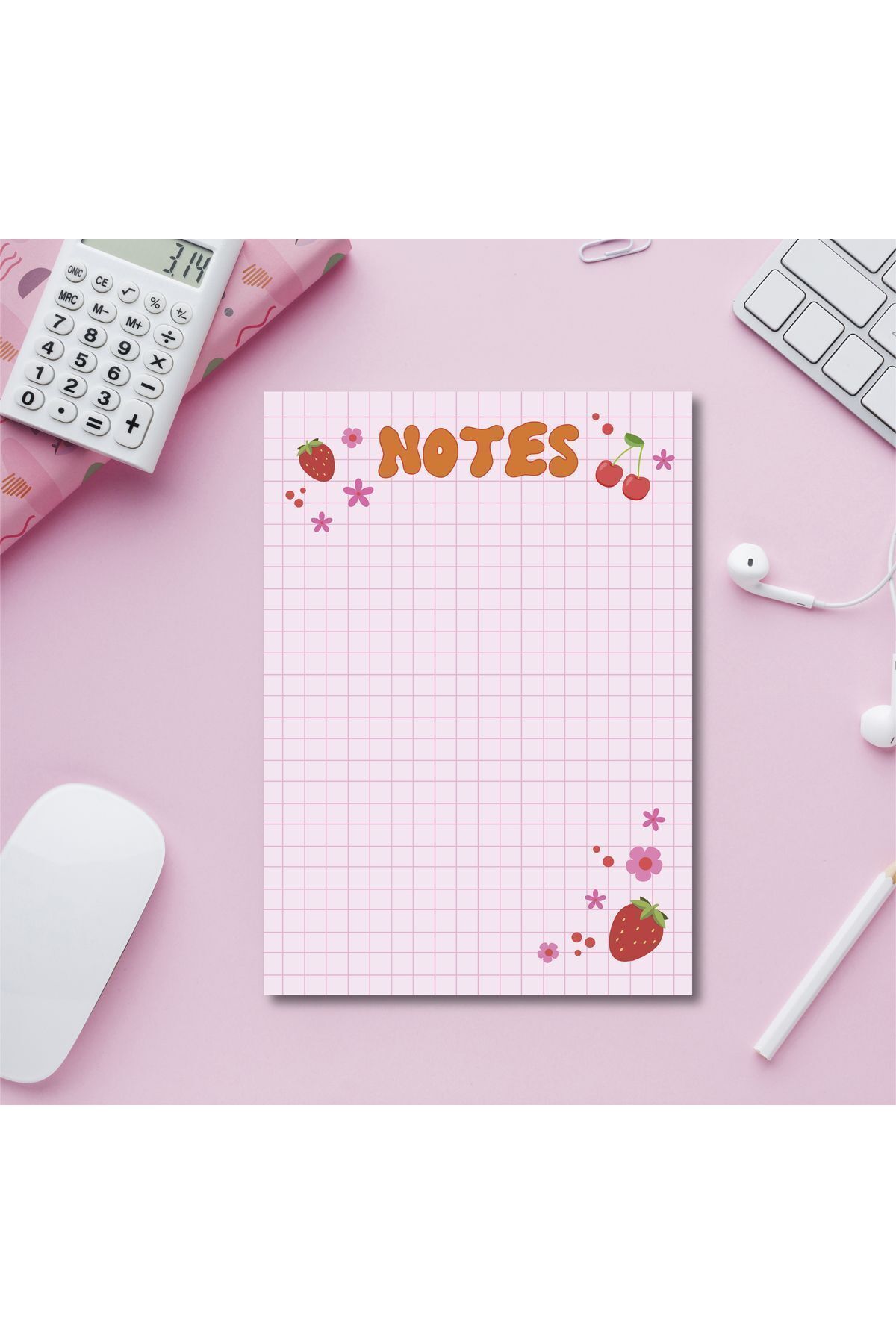 Pine Note-Checkered Strawberry Cherry Patterned Planner/To Do List Notebook Memopad Notepad A6 3