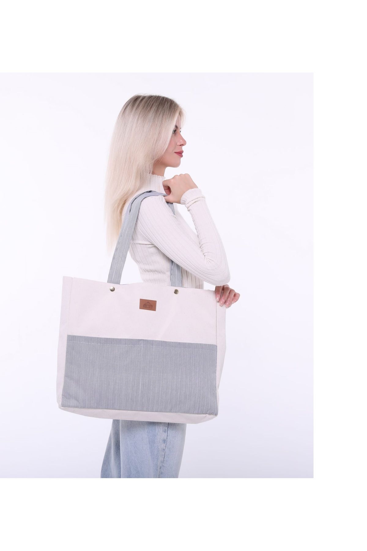 کوله پشتی زنانه آبی ASSA HOME | TYBBLUEWHI180417817 اورجینال - تصویر 4