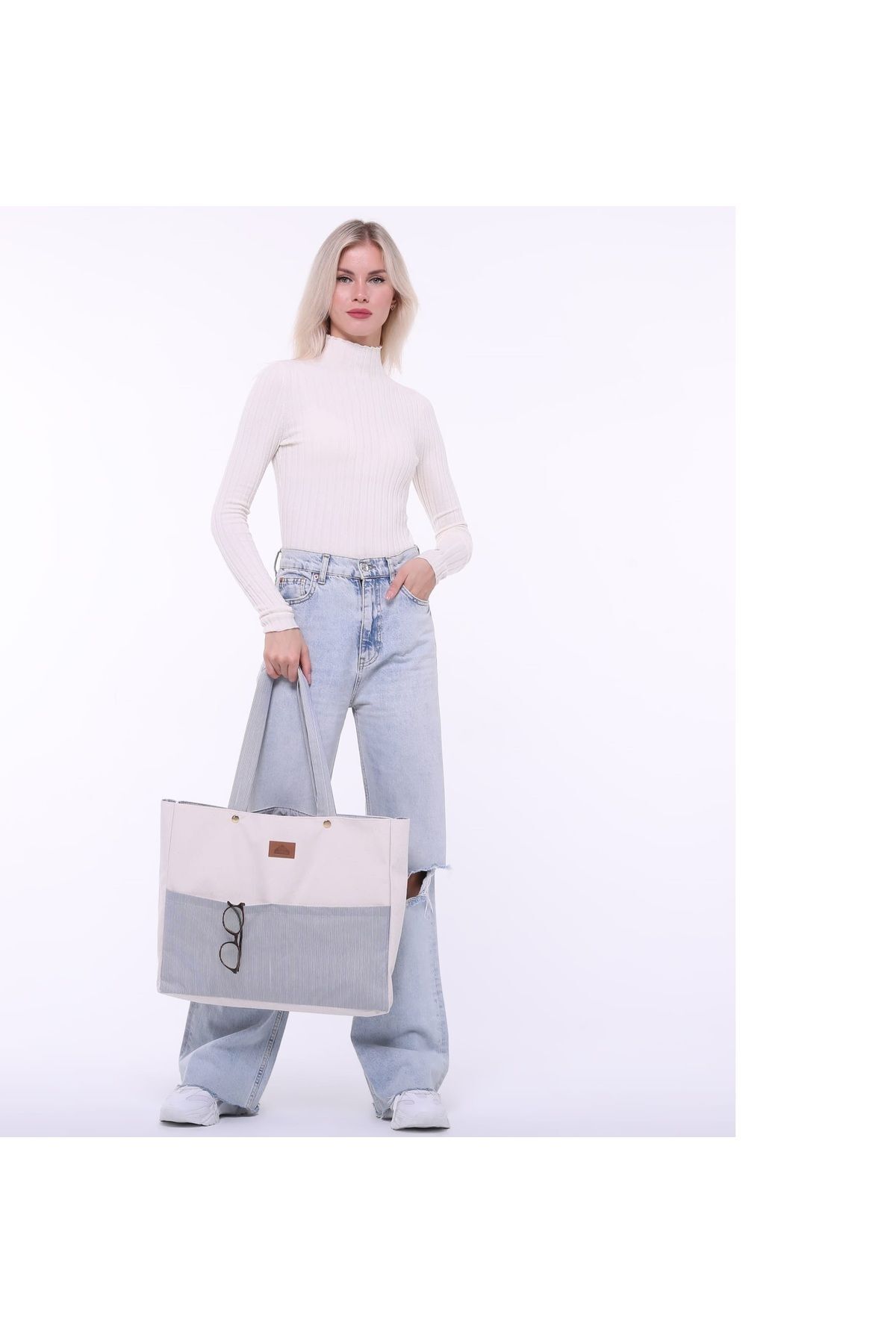 کوله پشتی زنانه آبی ASSA HOME | TYBBLUEWHI180417817 اورجینال - تصویر 2