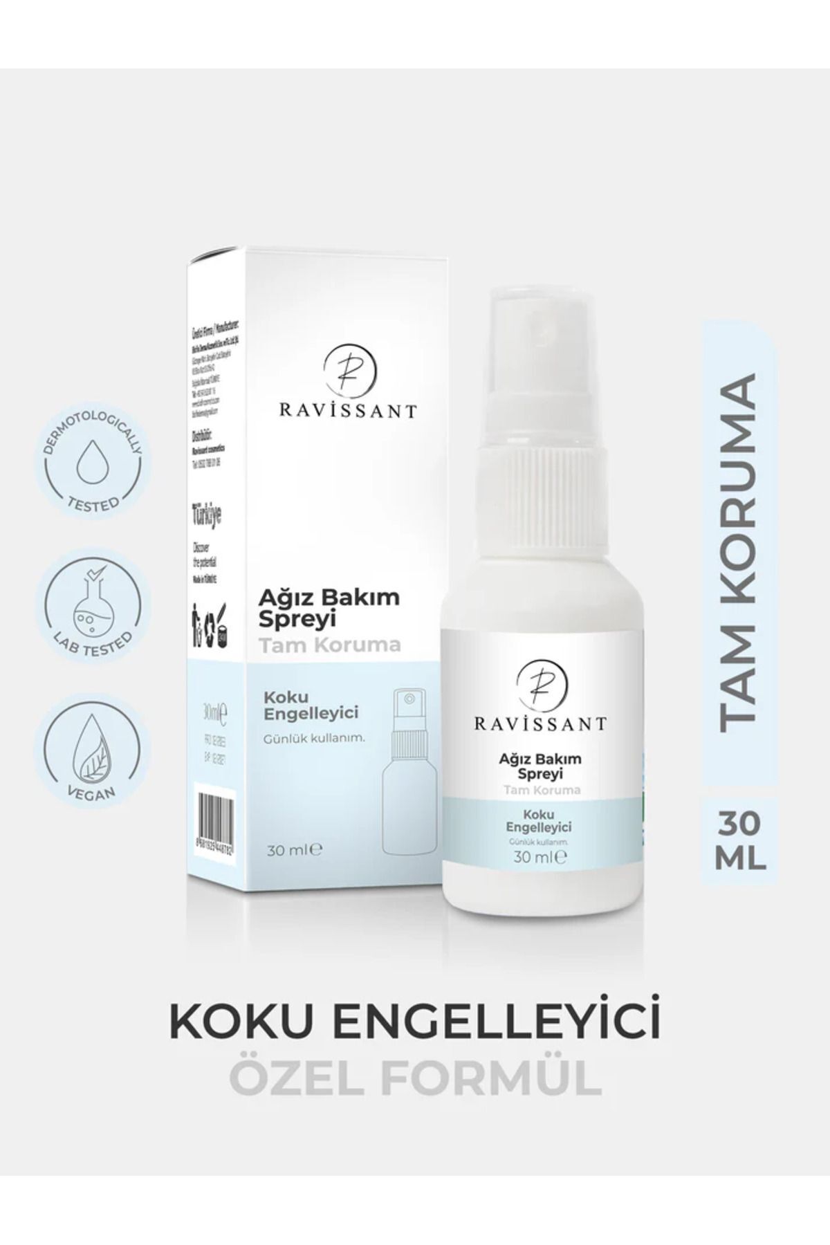 Ravissant Ağız Kokusu Önleyici Sprey 30ml (ALKOLSÜZ) Ağız Bakım Ferahlatıcı Tazeleyici Nane Aromalı