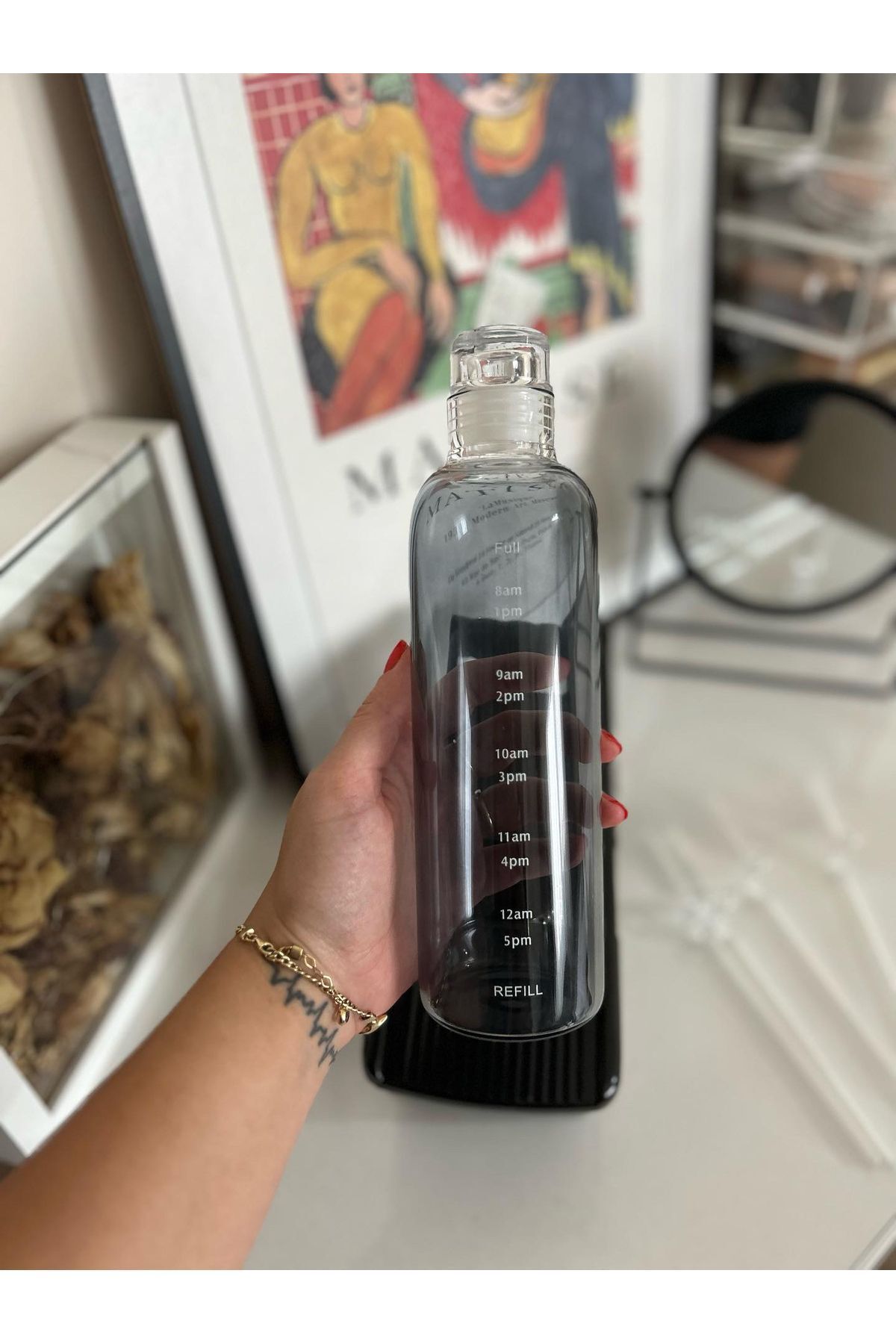 KÜÇÜK EW-Healthy Glass Water Bottle 500ml Motivational Leak Proof Water Bottle Borosilicate Glass 4
