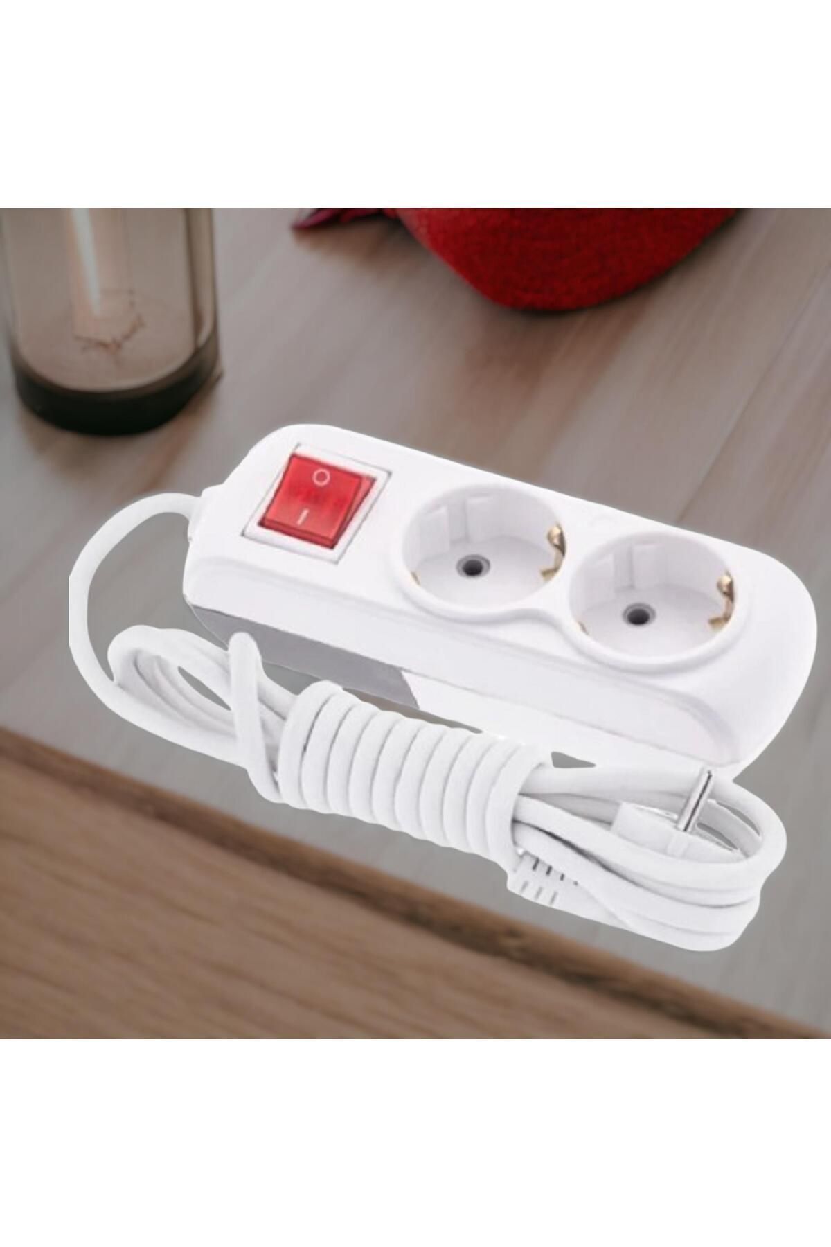 Badem10-2-piece Group Socket - 2 Meter Plug Coupler, Grounded Switched Buttoned Extension Socket 4