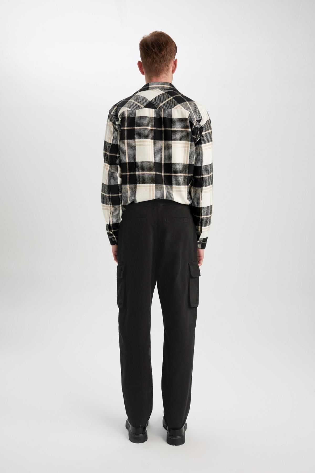 DeFacto-Kalhoty Gabardine Baggy Fit Cargo - Straight Leg B9472Ax23Wn 6