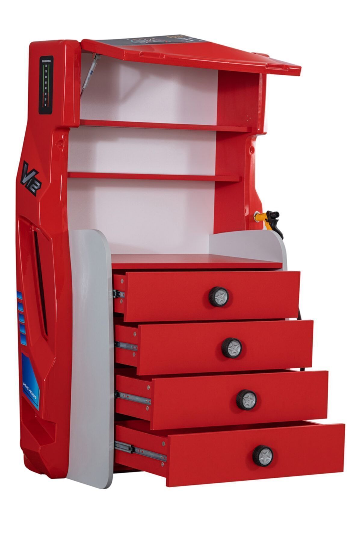 Setay Çocuk Odası - Merso Arabalı Yatak - Sport 3 Kapılı Dolap, Masa, Şifonyer, Kitaplık - Kırmızı fotoğrafı 3 (önizleme)