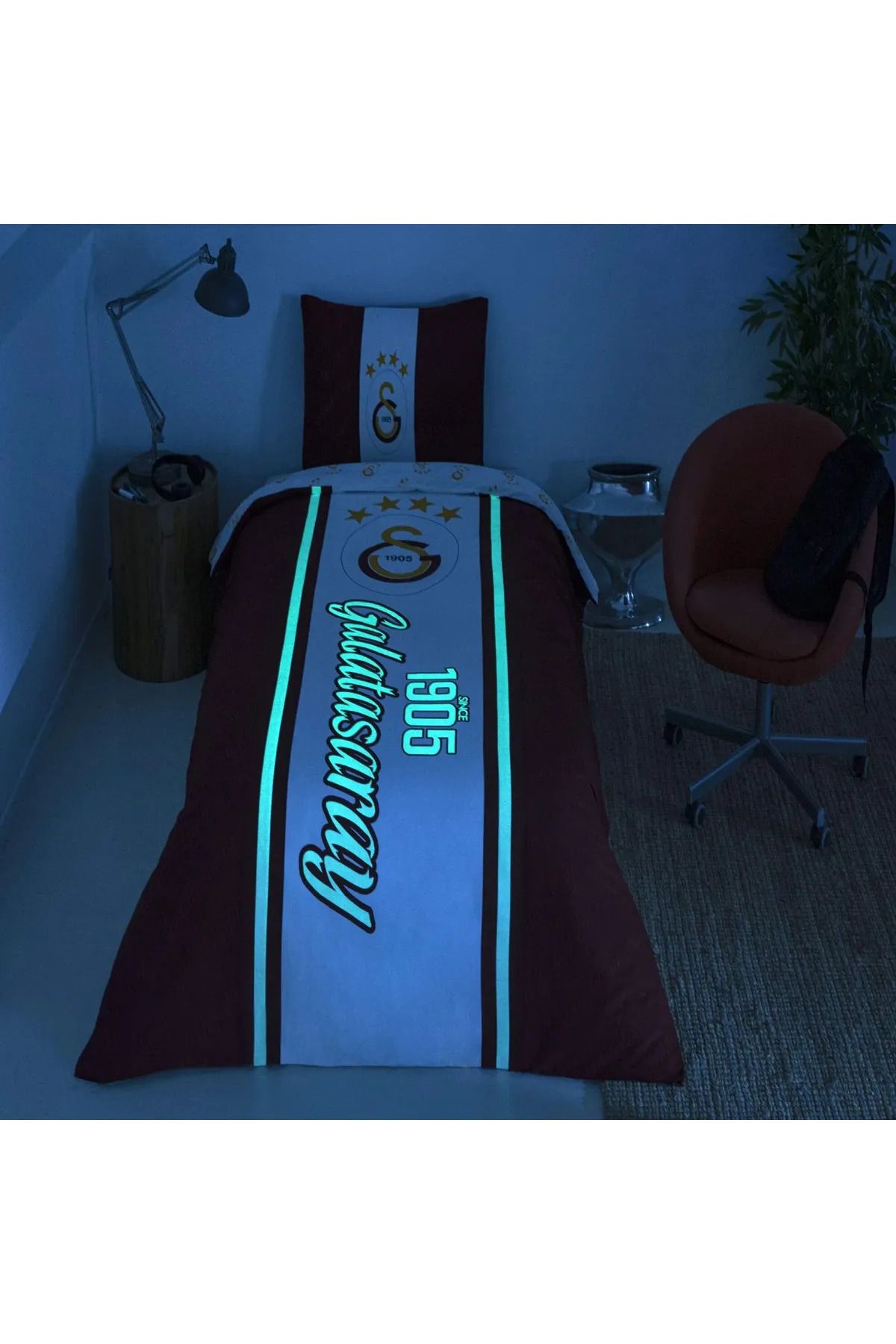 Galatasaray-1905 Glow Licensed Cotton Single Duvet Cover Set - 120x200 Cm Elastic Sheet 3