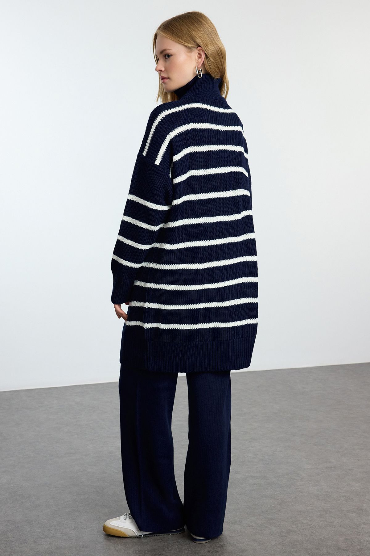 Trendyol Modest-Σετ Πλεκτά ριγέ Navy Blue Θεσσαλονίκη - Αναλυτικά με φερμουάρ Tctaw24us00058 5