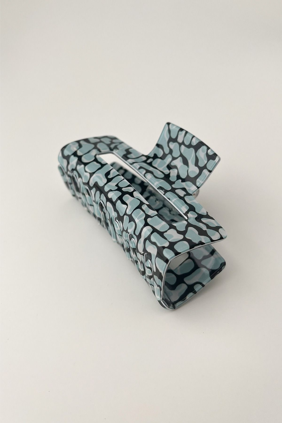 Modex-Blue Geometry Patterned Rectangular Latch Buckle (Dimension:7 cm) 1