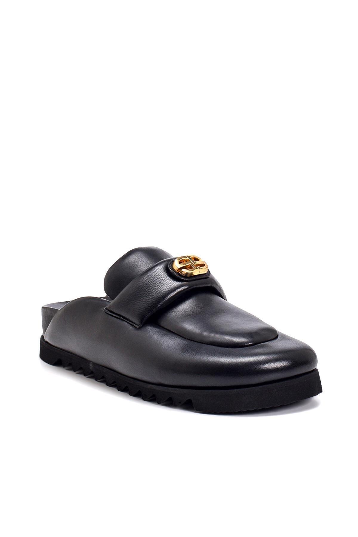 Sofia Baldi-Udyr Black Leather Women's Flat Slippers 2