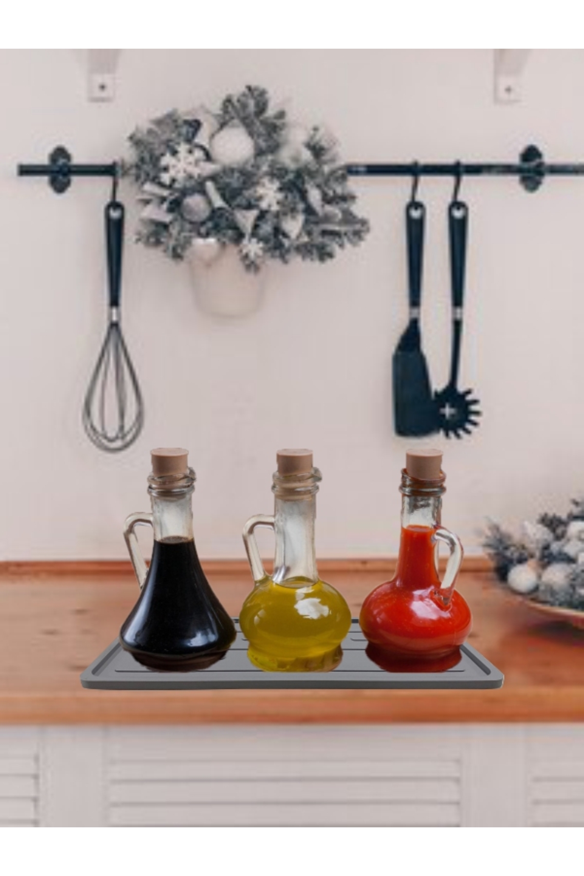 Silicone Oil Bottom Oil Stand Soap Dish Multi-Purpose Organizer Countertop Presentation Organizer 27X11 Cm