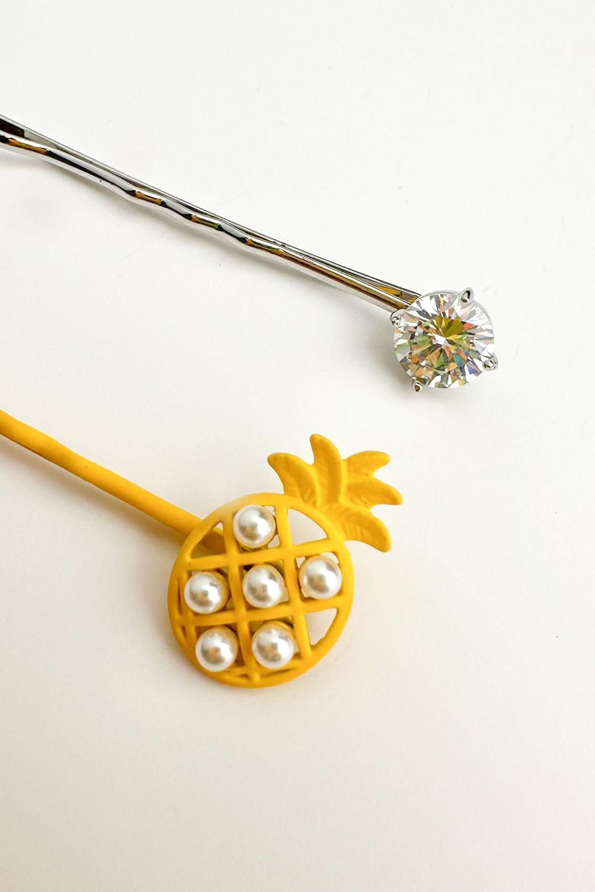 Modex-Double Hair Clip with Ananas and Single Stones 2