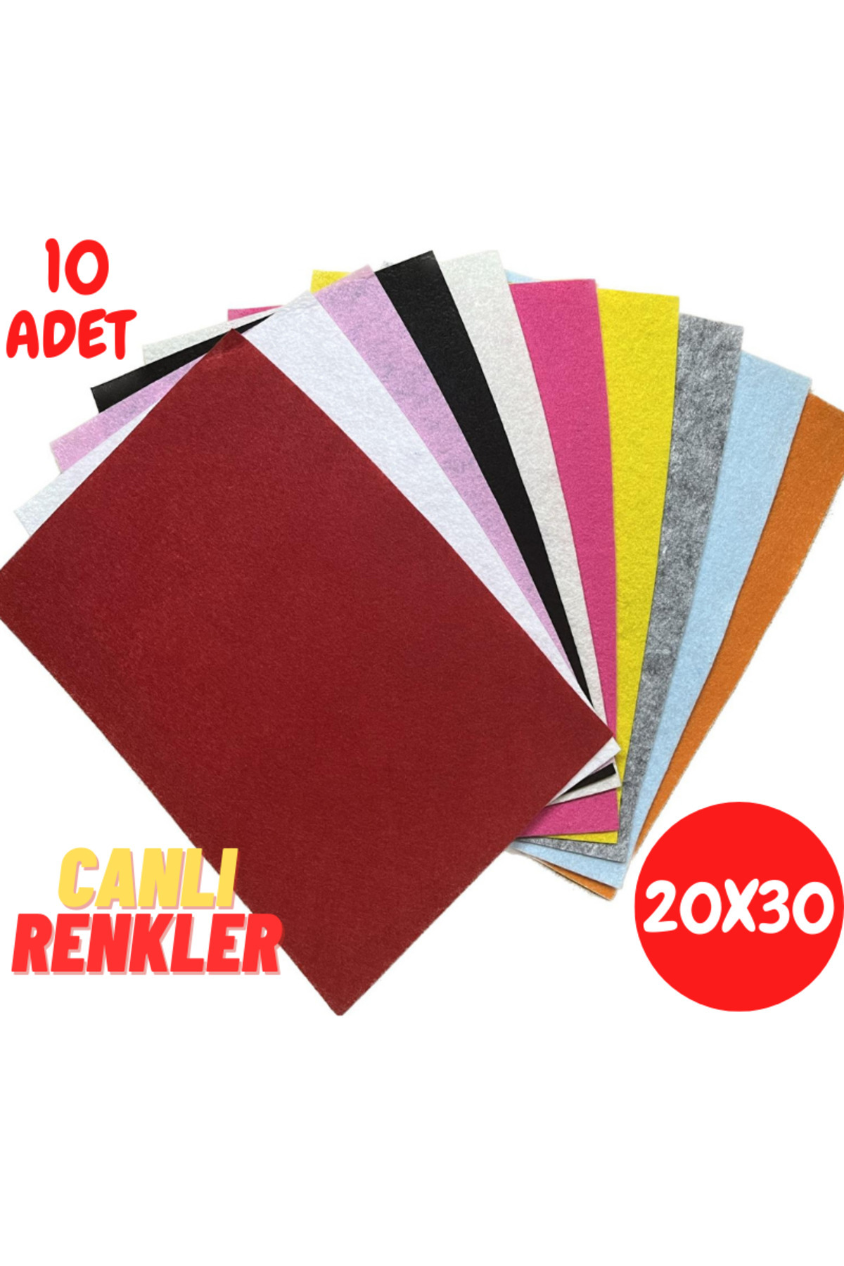 EUROLUXE Renkli Keçe 20x30 Cm 10 Renk 180 Gr İnce Etkinlik Hobi El İşi Keçesi 1 mm