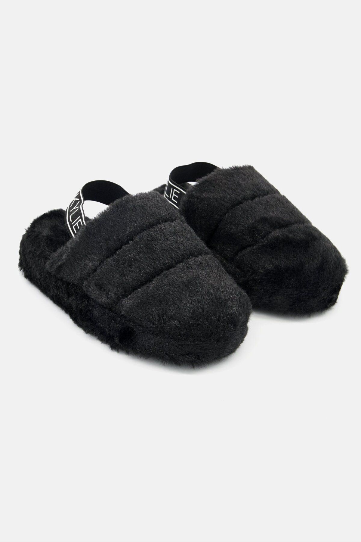 Kendall + Kylie-Women Slide Faux Fur Slippers, Black 1