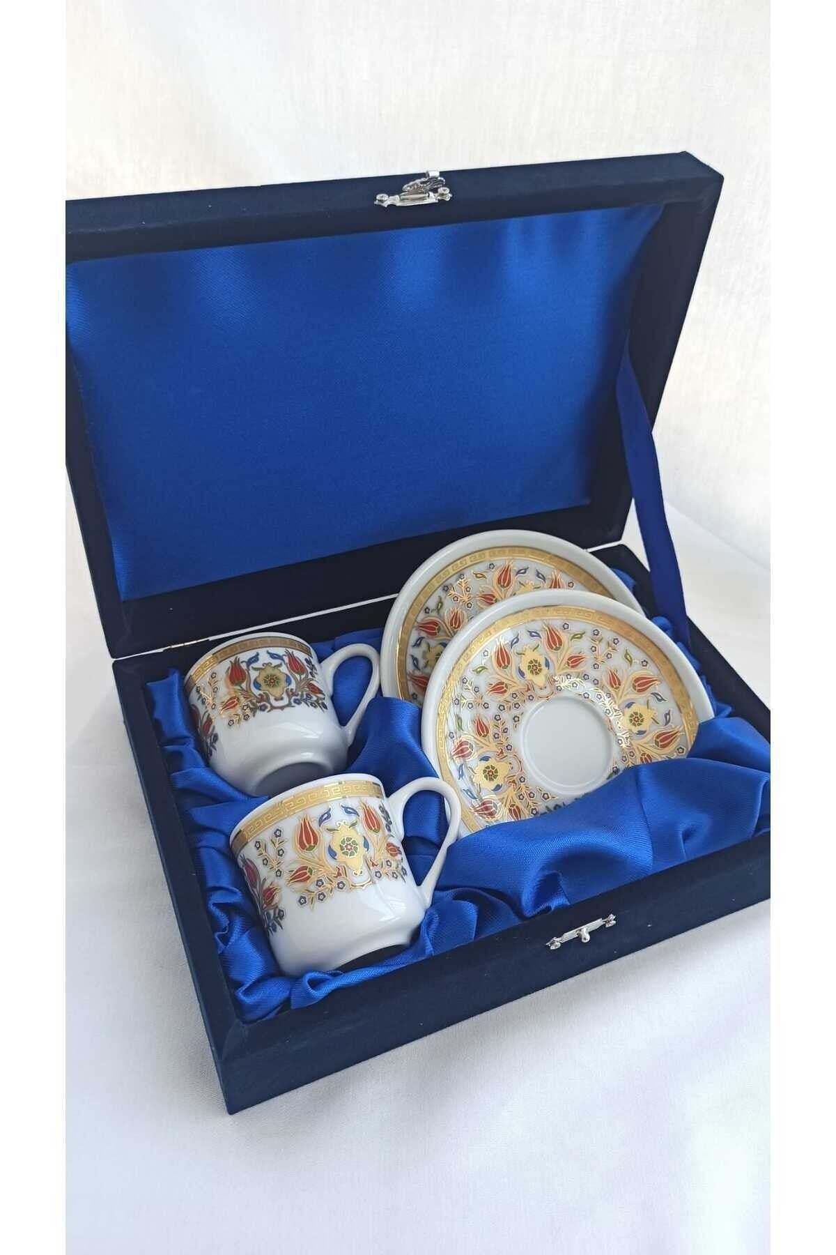 New Collection Double Porcelain Cup Set with Velvet Box