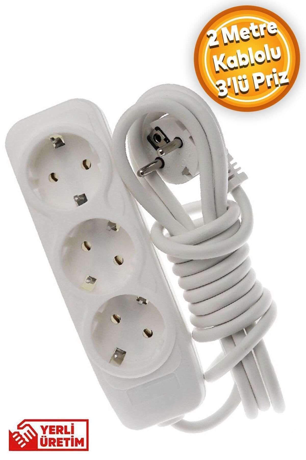 Group Socket 3-Piece - (2 METERS) Keyless Grounded Eyyar Intermediate Cable Extension Cable Triple Socket