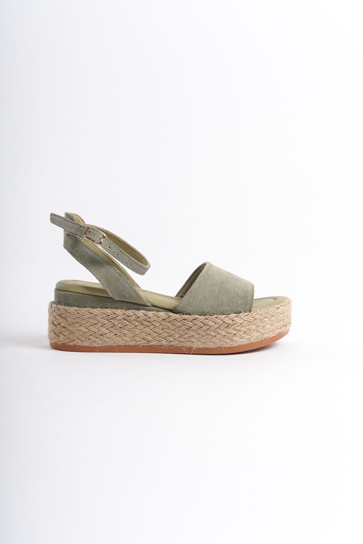 صندل سبز زنانه Riva Green Suede چرمی Wicker Fille Line INNTRO