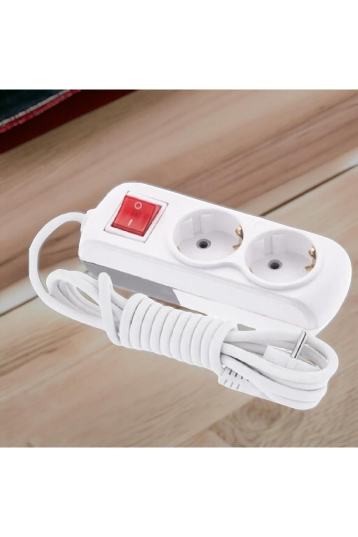 Badem10-2-piece Group Socket - 2 Meter Plug Coupler, Grounded Switched Buttoned Extension Socket 3