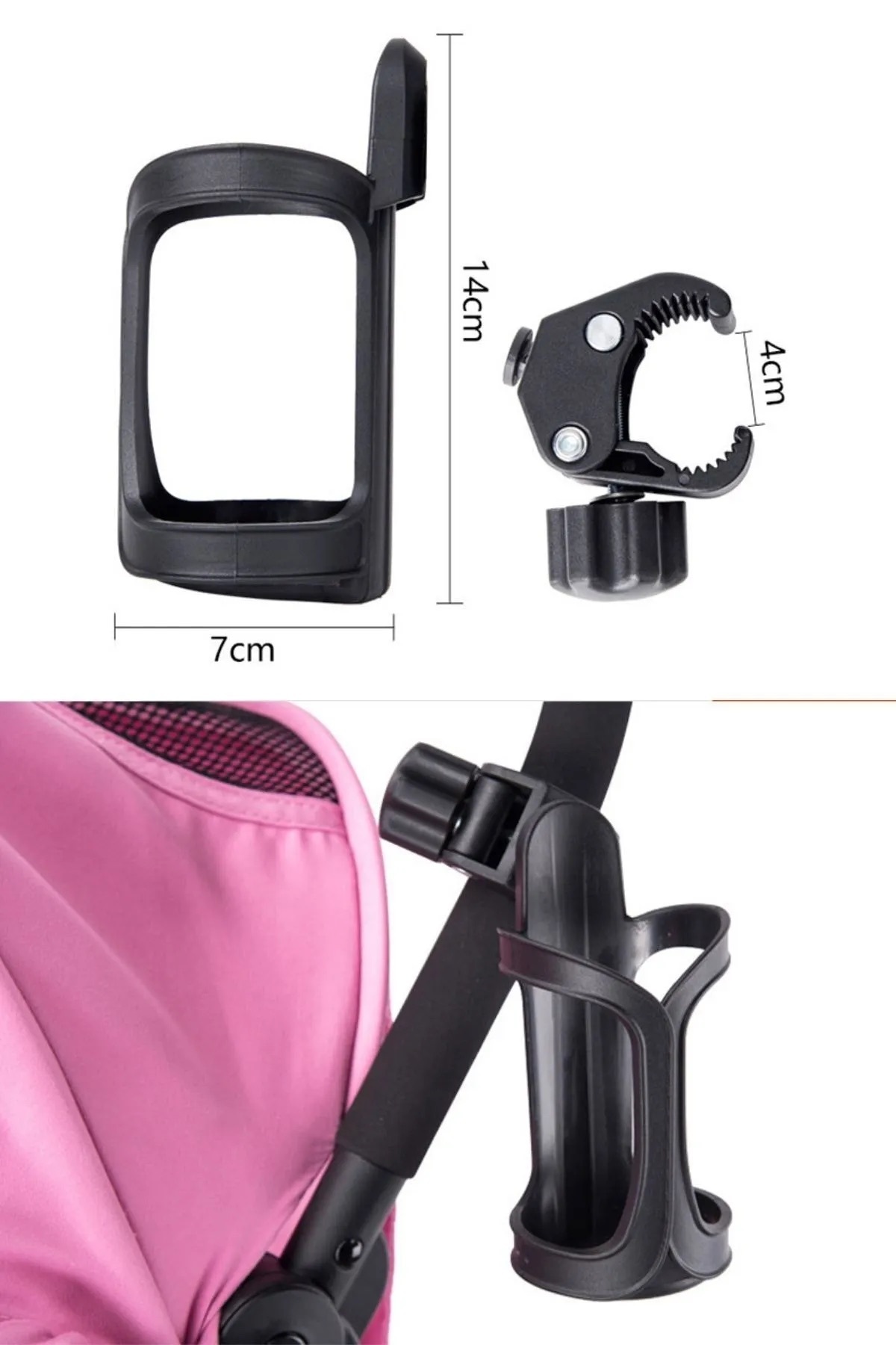 bakgelal Buffer® Bebek Arabası Bisiklet Uyumlu Ayarlanabilir Şişe Biberon ve Suluk Tutucu fotoğrafı 4 (önizleme)