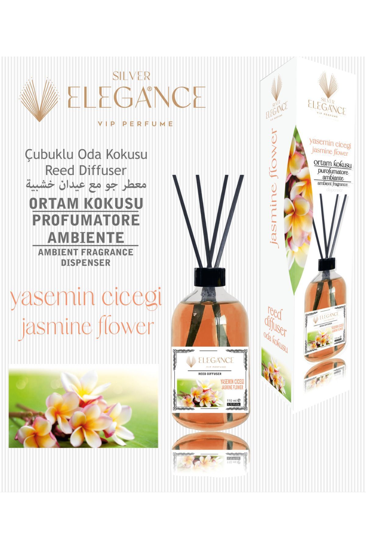 YASEMİN ÇİÇEĞİ Reed Diffuser Bambu Çubuklu Oda Kokusu 110 ml