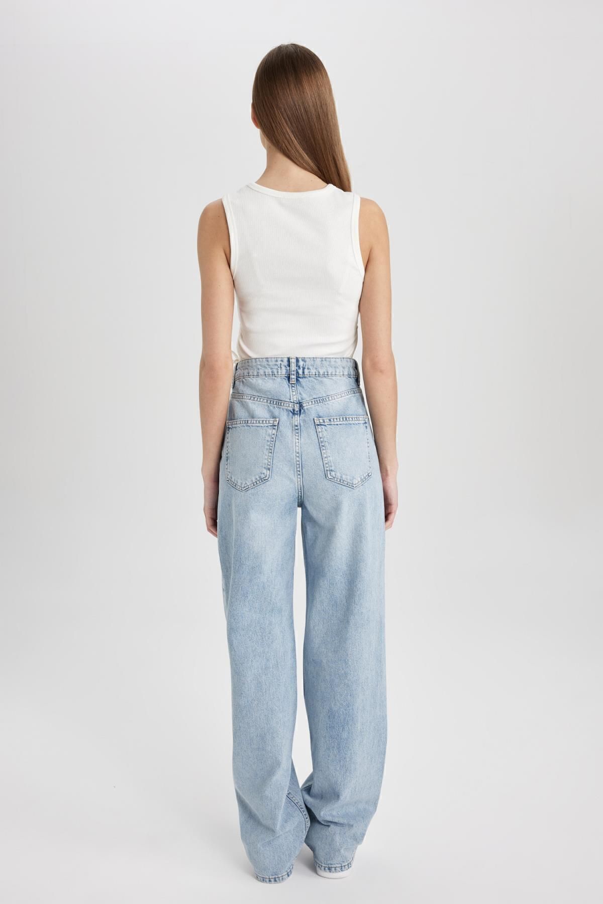DeFacto-High Waist Wide Leg 90S Large Leg Jean Pants B8246Ax24Sp 7