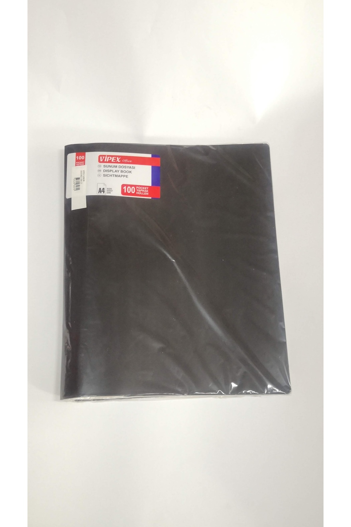 VİPEX Siyah Plastik Kapaklı 100lü Sunum Dosyası Şeffaf Yapraklı