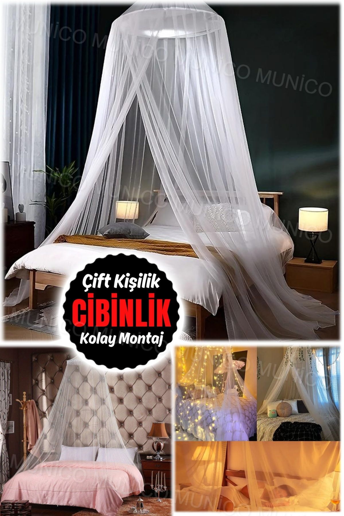 Munico Kubbe Sivrisinek Net Yaz Bebek Çift Kişilik Yatak Perdesi Sivrisinek Çadırı Kız Odası Dekorasyon