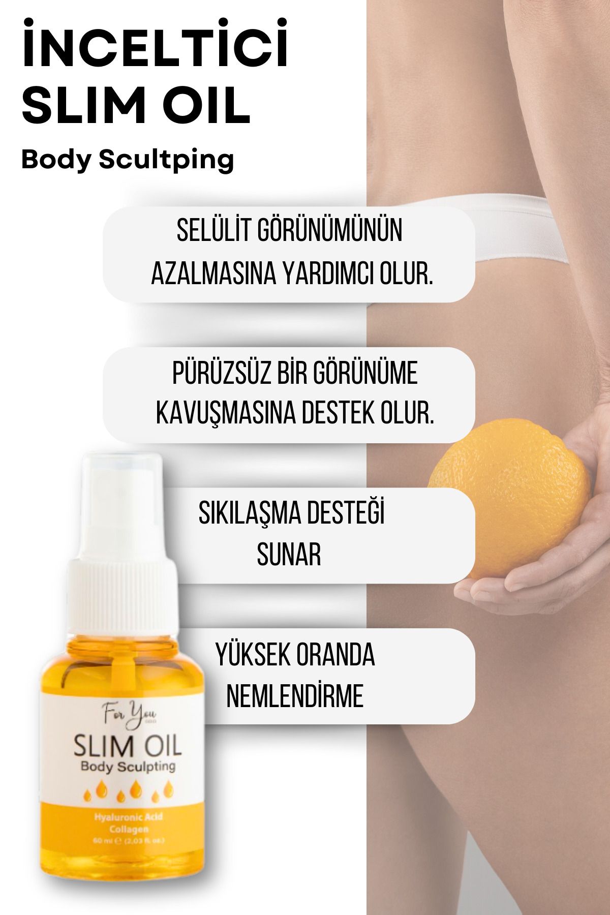 روغن اسلیم ضد سلولیت کمک کننده به لاغری و سفت شدن، روغن 60 میلی لیتر For You Gold