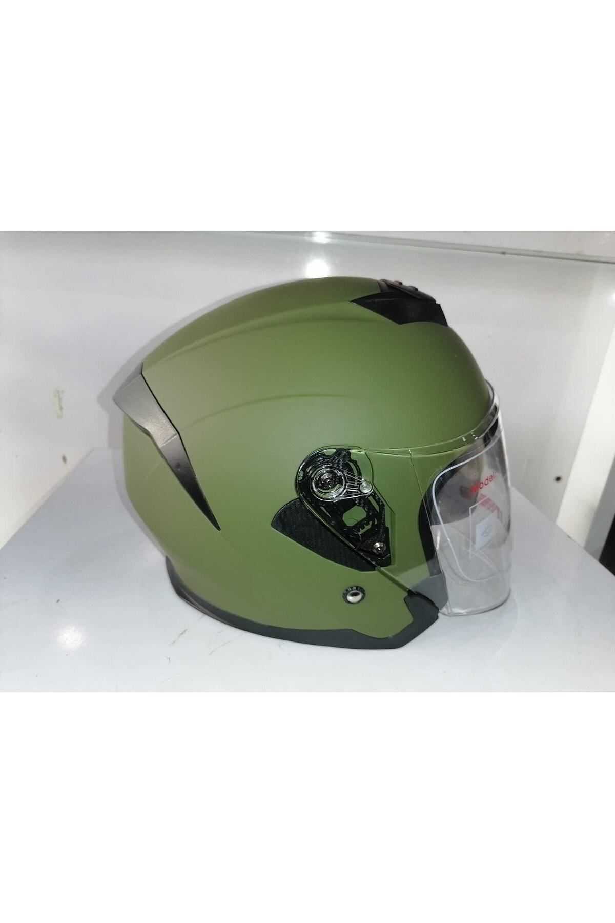 JK20 Jk 526 Güneş Vizörlü Mat Yeşil Açık Kask