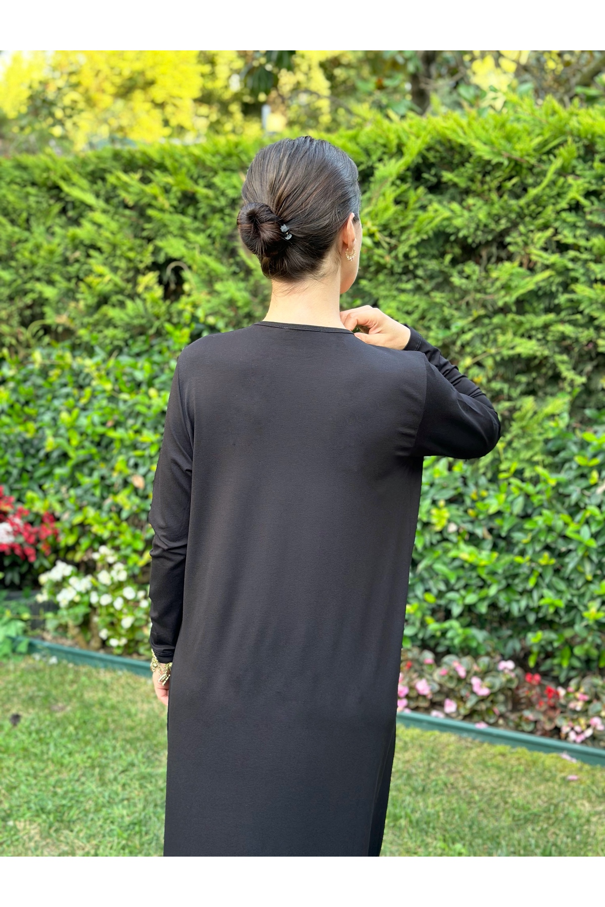 two in sis  Bisiklet Yaka Pamuklu Viskon Örme Tesettür Elbise Içlik - Görsel 7