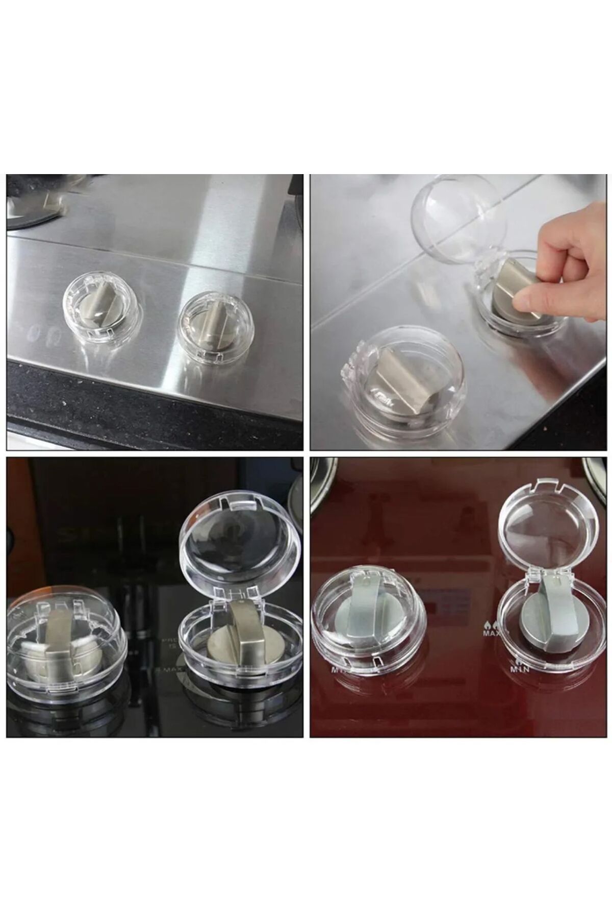 MİMOZA PARK 2 Adet iz Bırakmaz Montajsız Ocak Ve Fırın Gaz Düğmesi Kapatıcı Güvenlik Kapağı Bebek Güvenlik