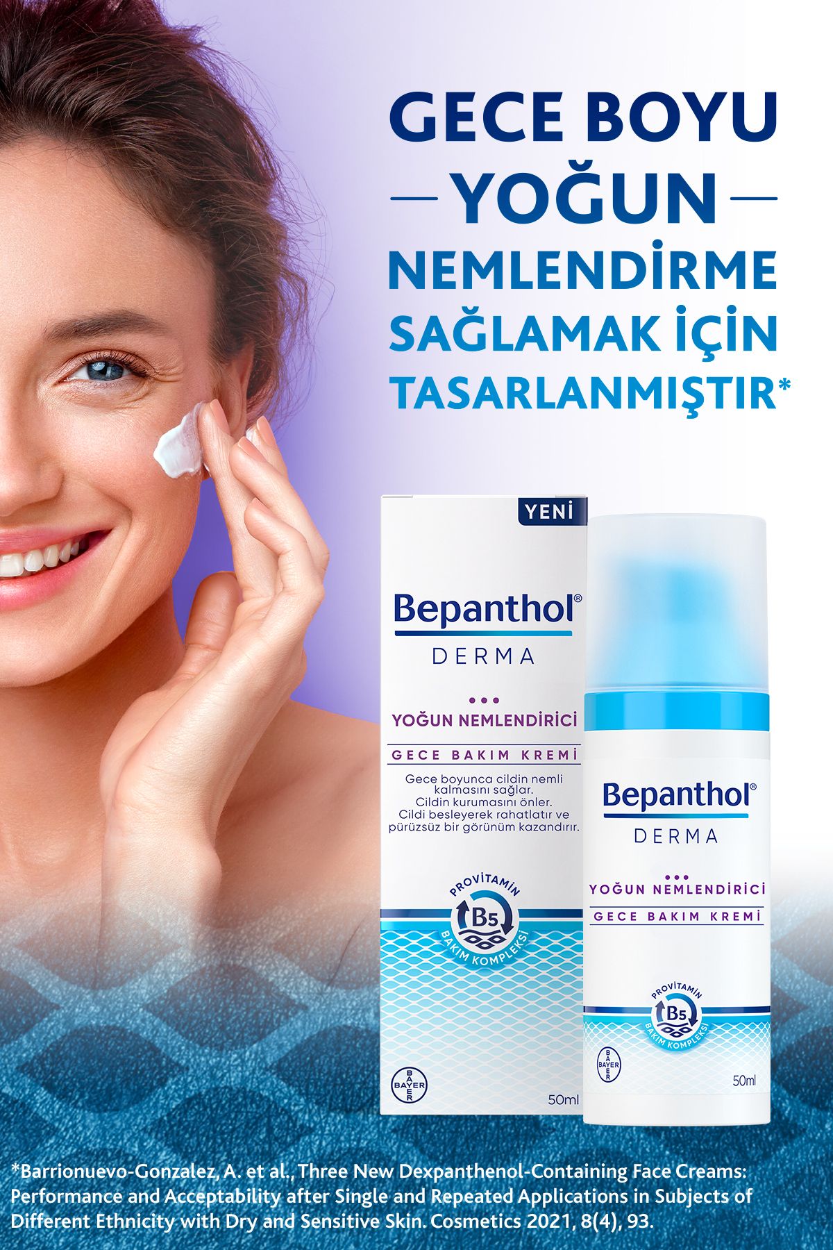 کرم مرطوب کننده شب صورت Derma Intensive 50ml Bepanthol