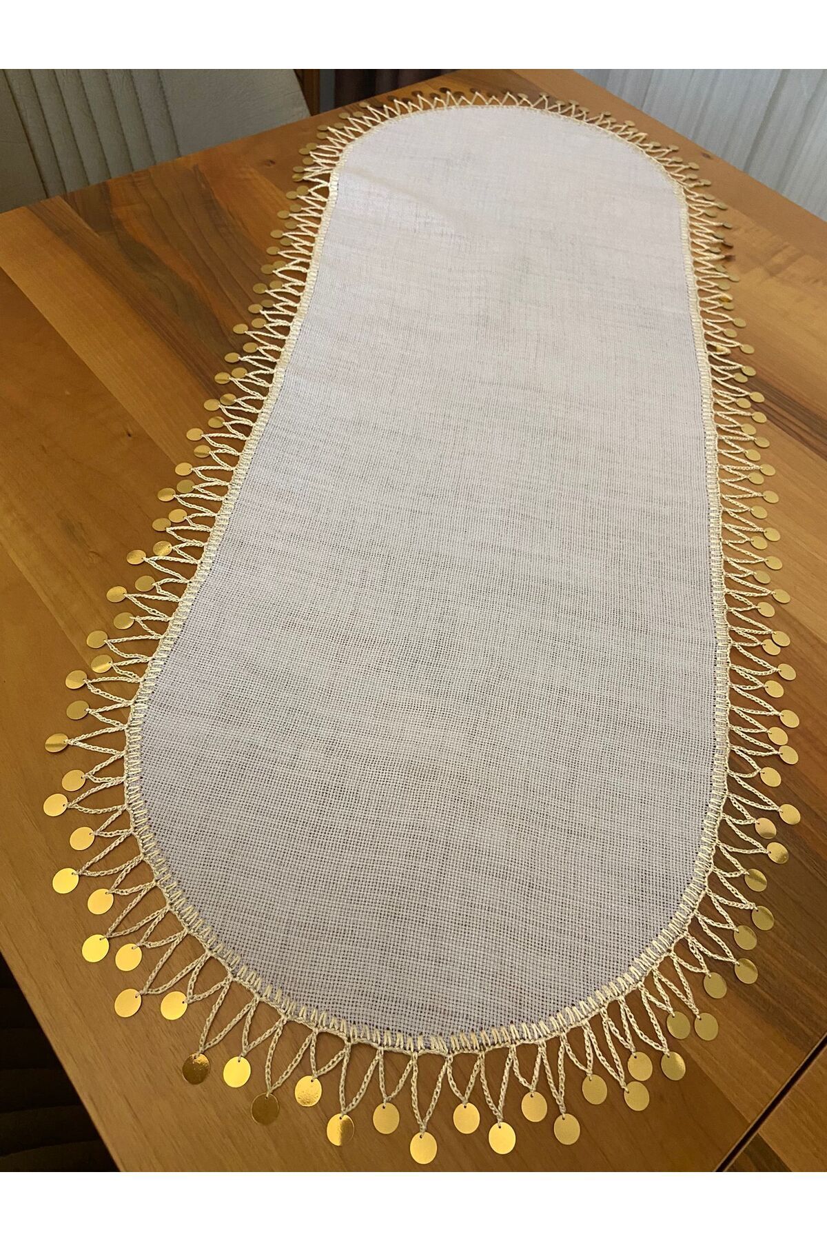 Linen Kumaş Gold Pullu Masa Örtüsü,sehpa Örtüsü,runner 2