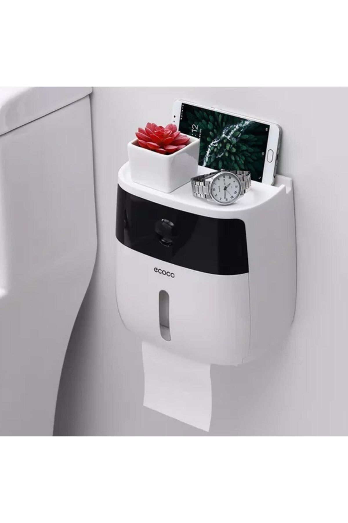 Youban-Miecoco Ecoco - Water Resistant Wall Adhesive Toilet Paper, Bathroom Storage Box with Drawers 5