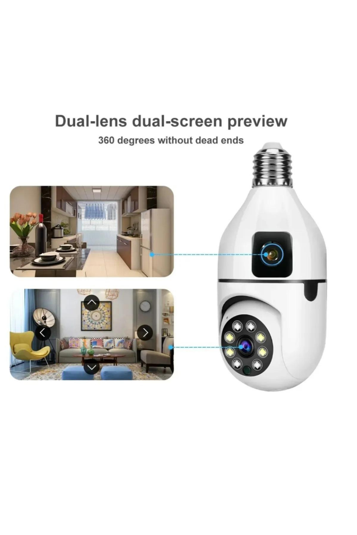 SKYNEX Wifi Çift Lens Ampul Kamera Evcil Hayvan-Bebek Hareket Takip Gözetim 1080P Akıllı Güvenlik Sistemi fotoğrafı 4 (önizleme)