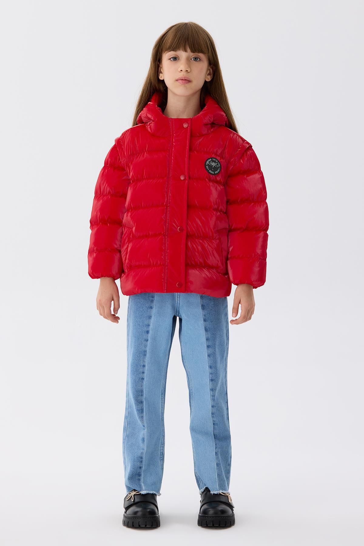 BG Store Kız Çocuk Kırmızı Mont