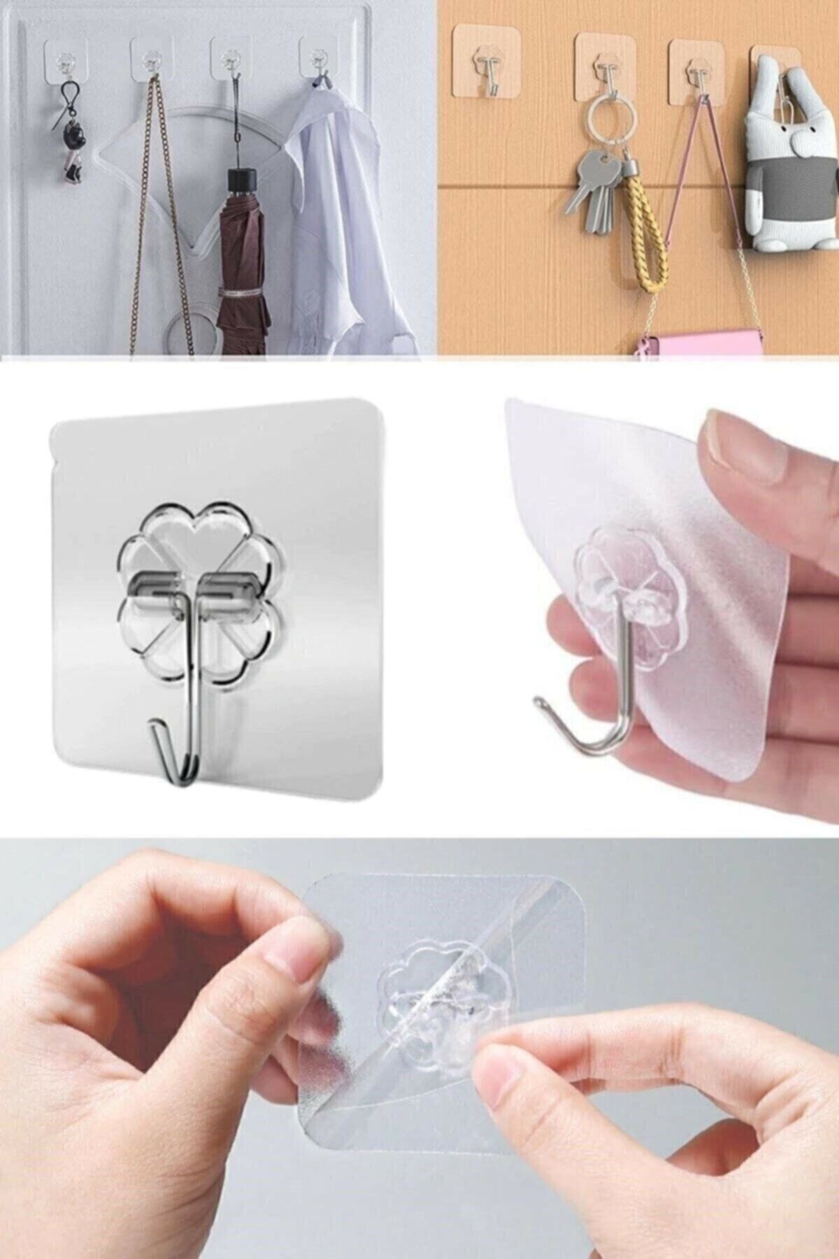 GAT Shop Umeraș Organizator Transparent, Adeziv Super Puternic, Rezistent La Apă, Pentru Bucătărie, Baie, 5 Buc - One Size